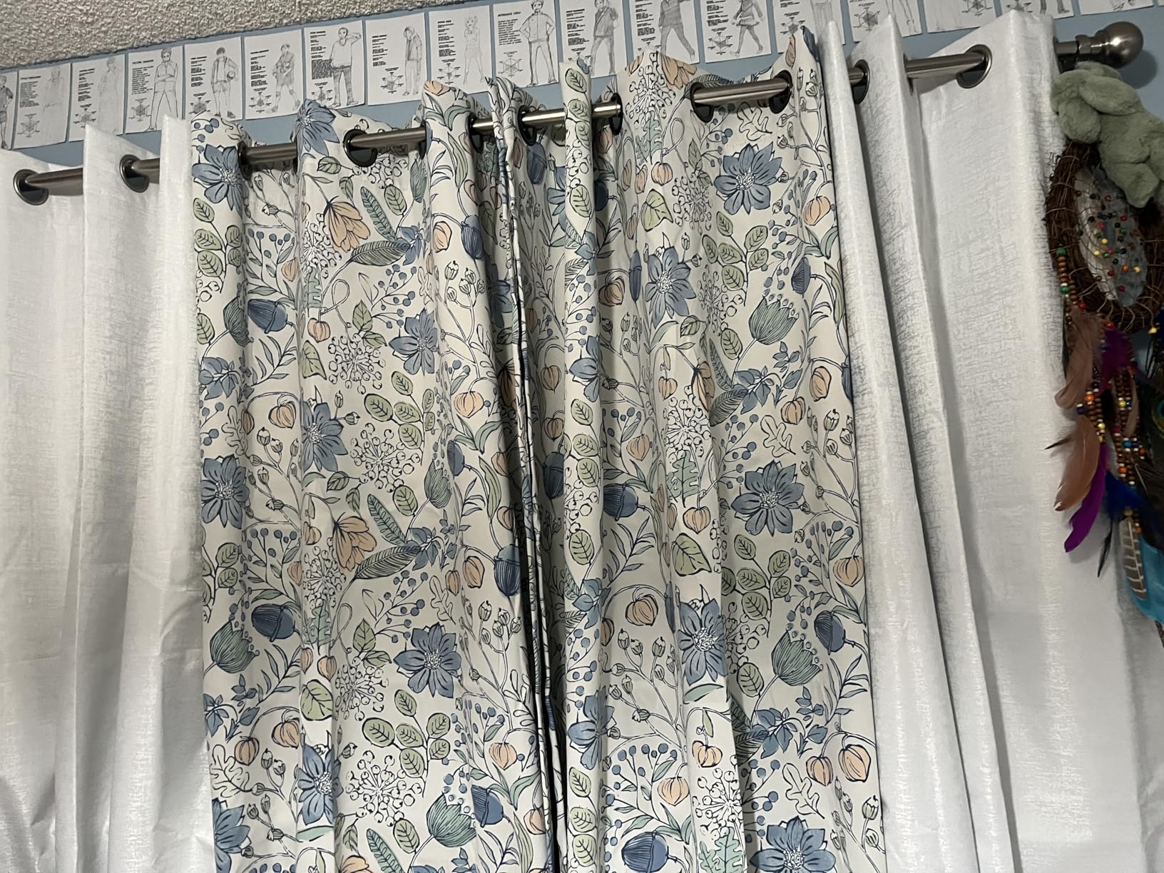 jinchan Nursery Curtains 95% Blackout Pink Floral Curtains for Girls Room, 84 Inch Length Farmhouse Drapes for Bedroom Living Room Darkening Window Treatment Grommet Top Set of 2 Panels customer photo 2