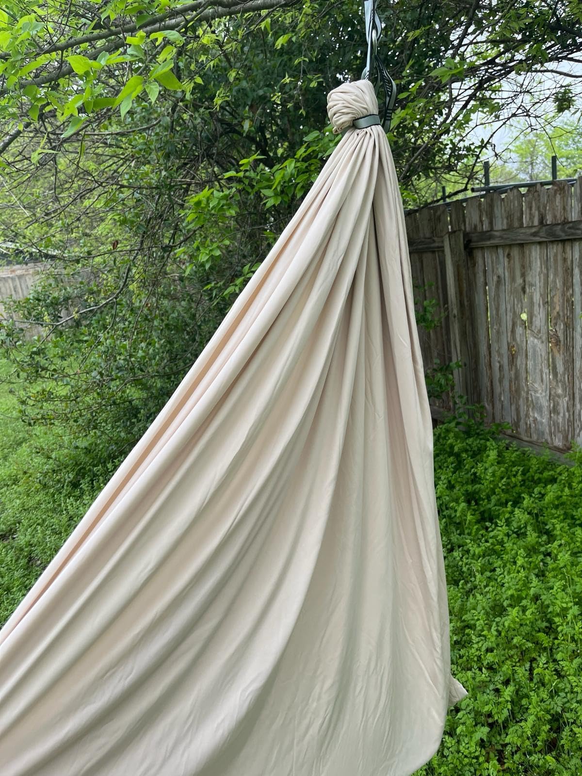 Kids Sensory Swing Indoor & Outdoor with Heavy Duty 360 Degree Swivel Hardware, Double-Layer Soft Fabric Indoor Swing for Kids and Adults with Autism, Calming Sensory Hammock - Up to 200 Lbs (Beige) customer photo 1