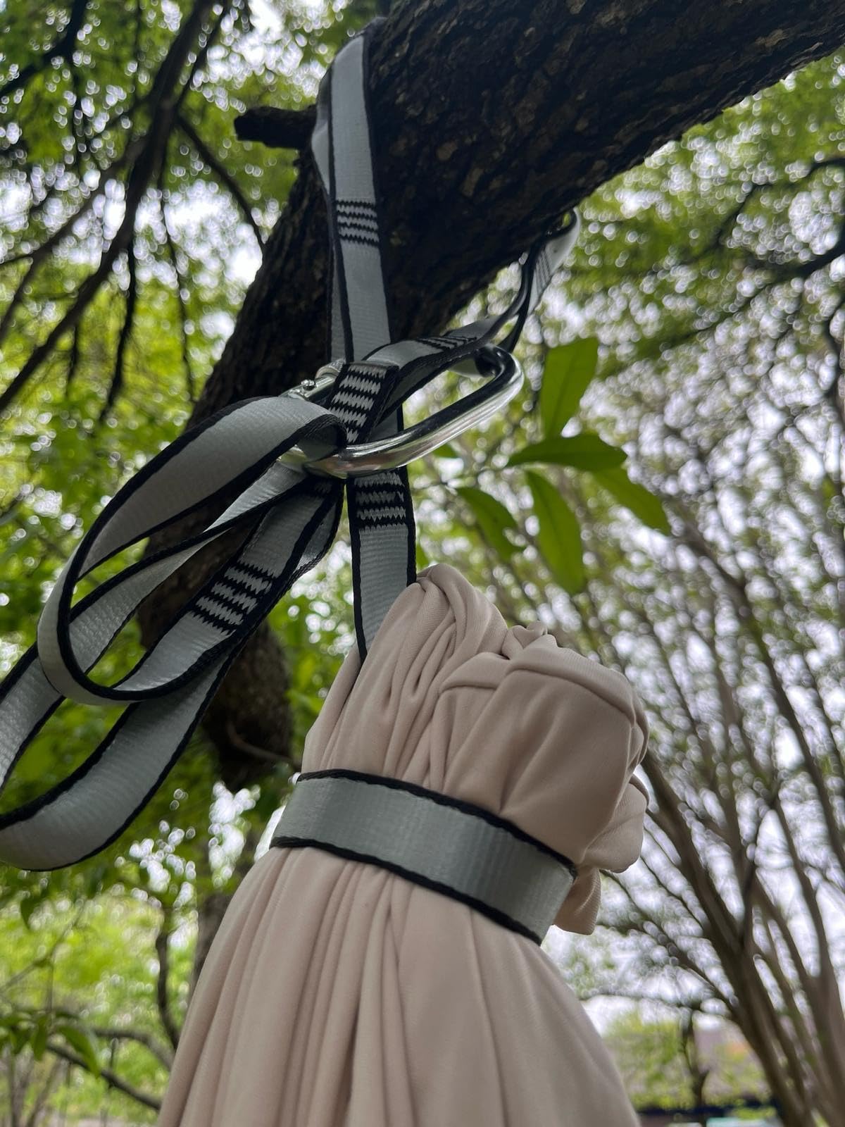 Kids Sensory Swing Indoor & Outdoor with Heavy Duty 360 Degree Swivel Hardware, Double-Layer Soft Fabric Indoor Swing for Kids and Adults with Autism, Calming Sensory Hammock - Up to 200 Lbs (Beige) customer photo 2