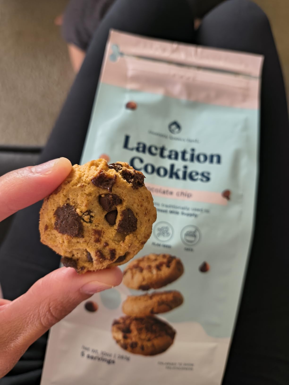Lactation Cookies Breastfeeding Supplement - Chocolate Chip - Support Mothers Breast Milk Supply Increase - with Brewers Yeast Powder, Oat Flour, and Flax for Lactation - Fenugreek Free - 10oz customer photo 1