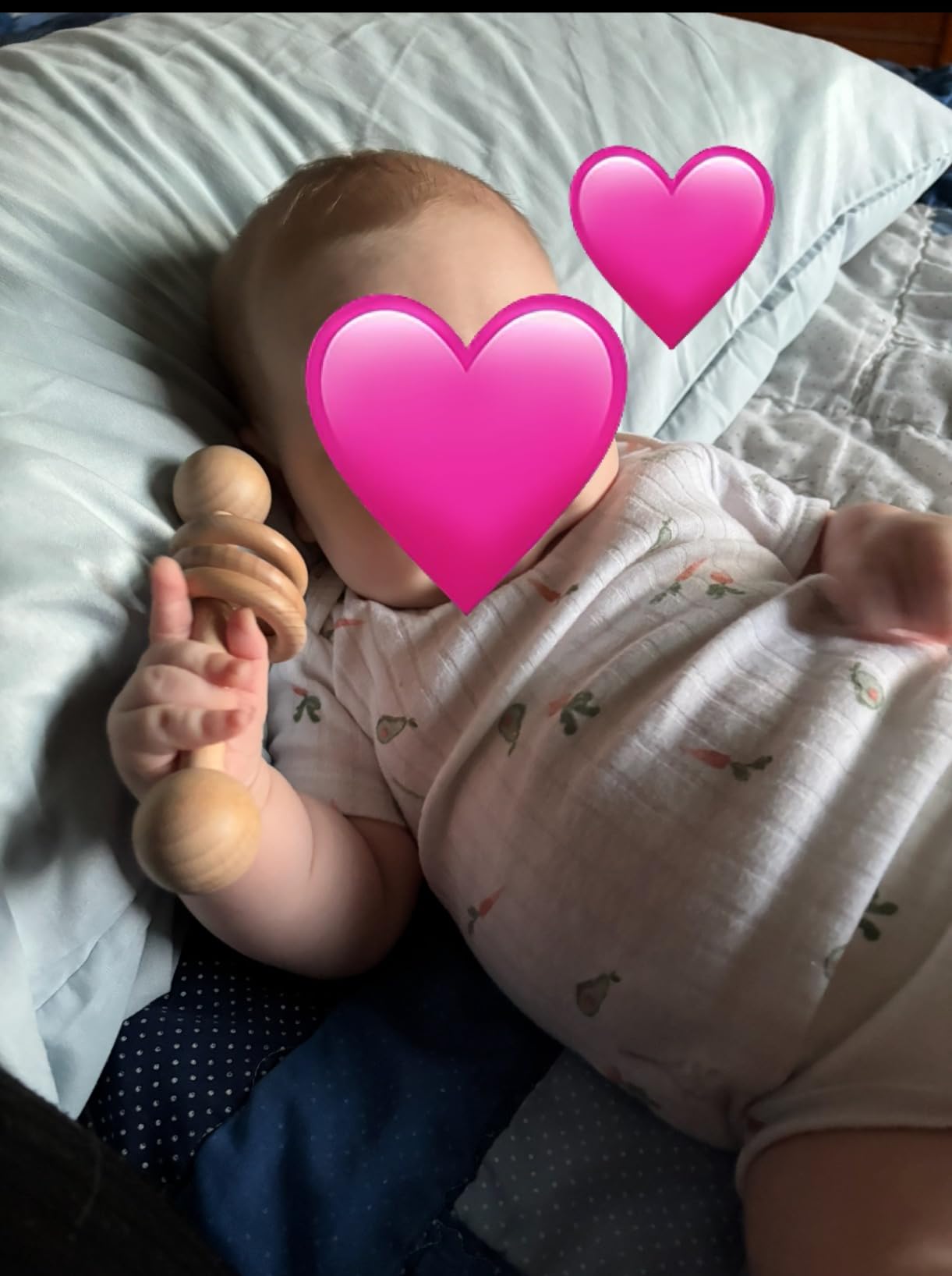 Chriswell Wooden Baby Rattle, Newborn Wooden Rattle Toy, Natural Wooden Montessori Baby Grip 3 Ring Toy, Baby Gift Toy, Wood Rattle-1 customer photo 1