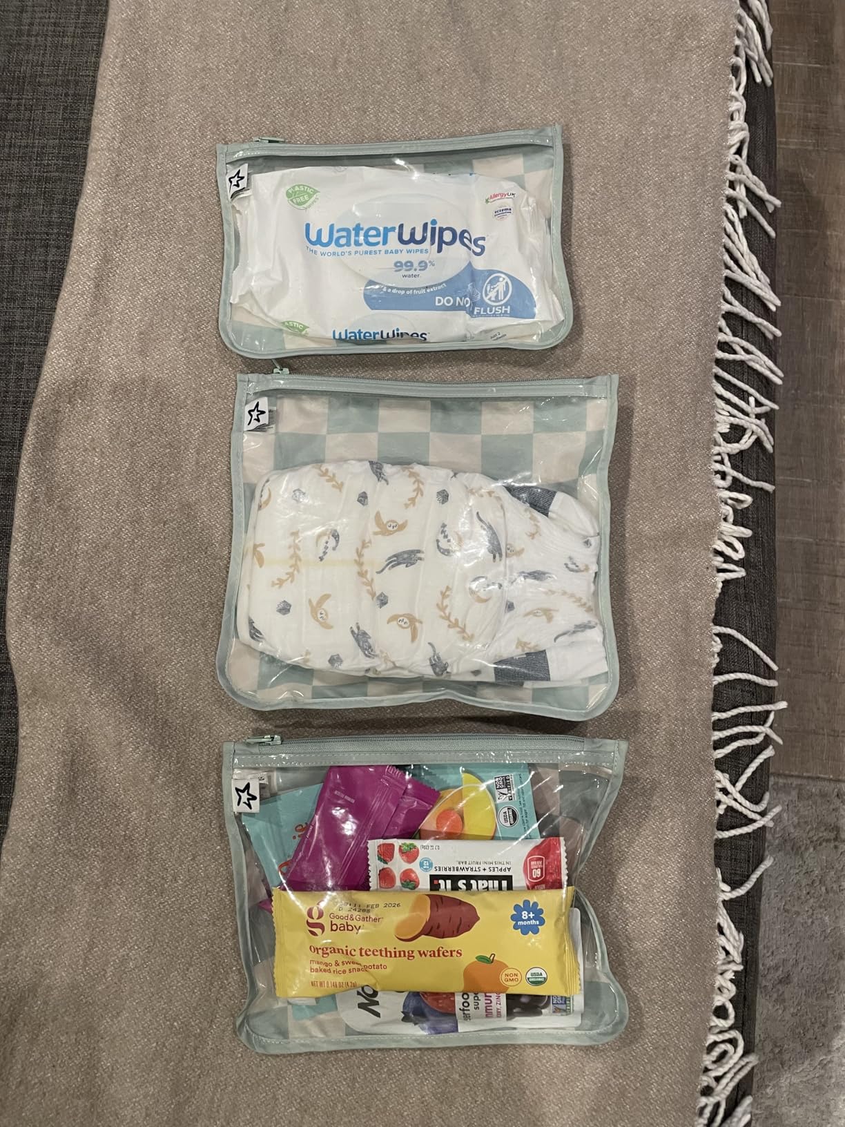 Tiny Twinkle Diaper Bag Organizing Pouches, 3 Pack Mess-Proof Clear Front Travel Organizer Bags and TSA Approved Toiletry Bag Set for Baby and Mom Essentials customer photo 1