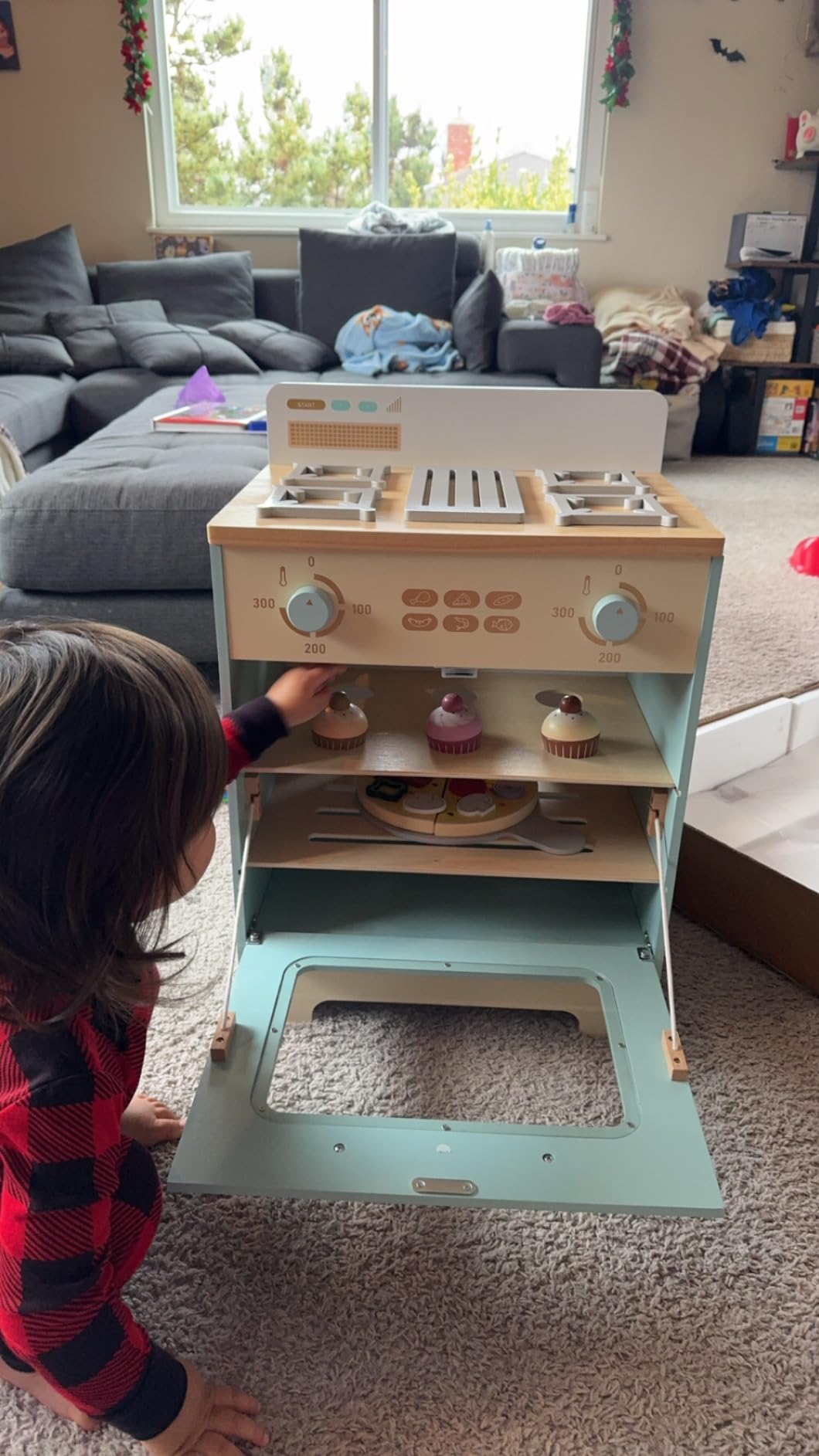 ROBOTIME Wooden Play Kitchen, Toddler Kitchen Playset with Oven, Fridge & Washing Machine, Kids Kitchen Playset Gift for 3+ Year Old Boys & Girls customer photo 2