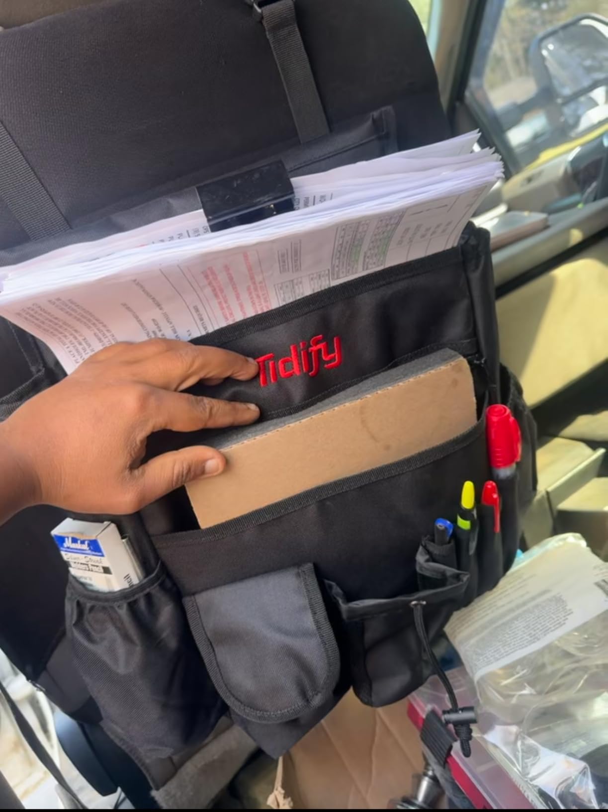 Tidify Back Seat Car Organizer with Dedicated Tablet and Laptop Storage Stabilizing Side Straps Soft Adjustable Shoulder Strap and Hardened Buckles Your Office Away from Office customer photo 1