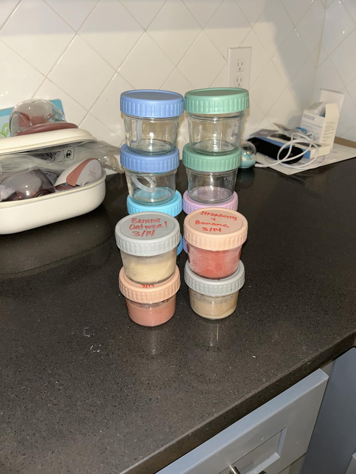 DRKIO 12 Pack Glass Baby Food Storage Containers - 4 Oz Baby Food Jars with Lids Baby Food Maker Microwave Dishwasher Freezer Safe 100% Leak Proof BPA Free Reusable customer photo 2