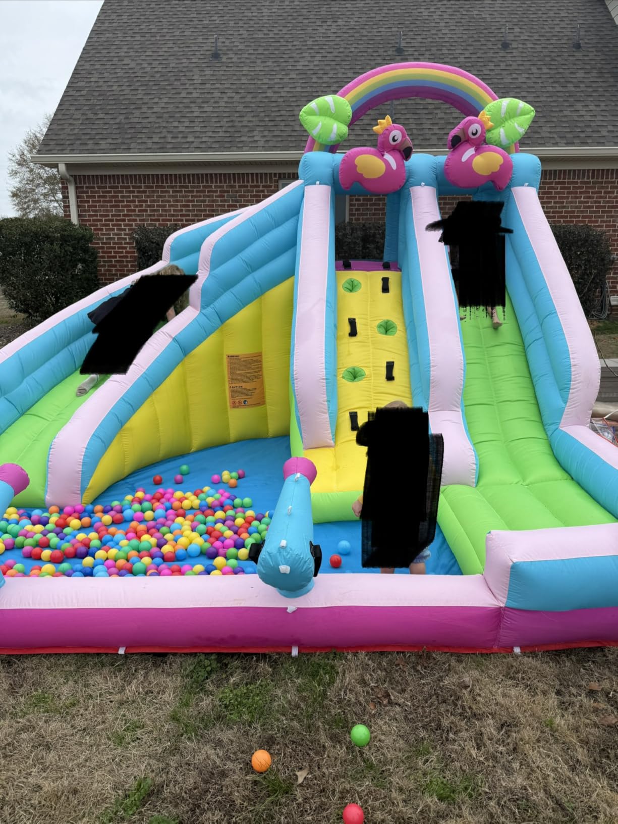Inflatable Water Slide, 6 in 1 Blow Up Water Park Aged 3-10, Flamingo Style Water Bounce House with Double Long Slides, Splash Pool, 580W Blower Waterslide for Kids and Adults Backyard customer photo 1