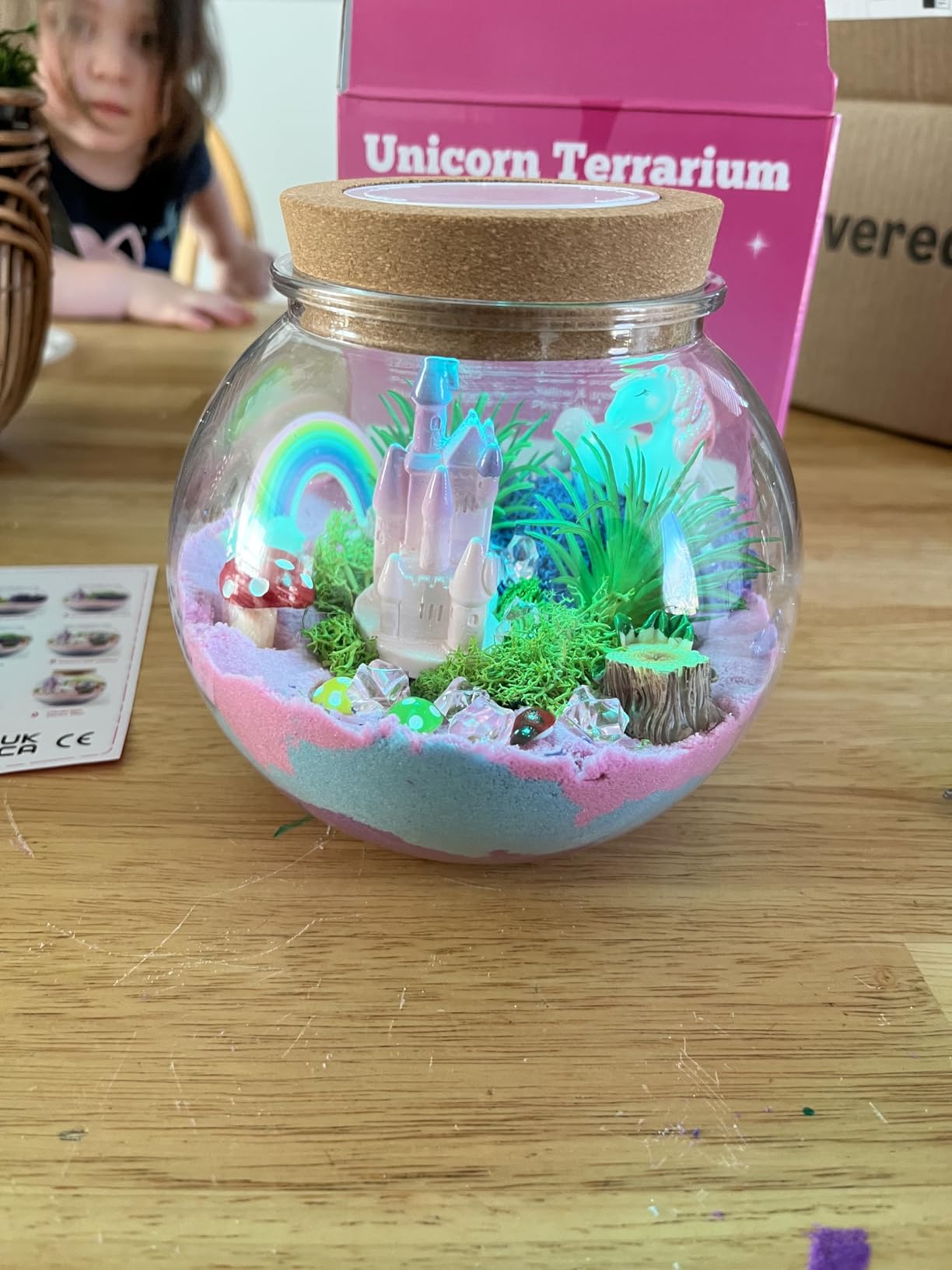 JOYEEMAX Unicorn Light-Up Terrarium Kit for Kids - LED Night Light Birthday Gift for Girls Ages 4 5 6 7 8-12 Year Old - Unicorn Toys for Girls - DIY Arts and Crafts Kit for Kids customer photo 2