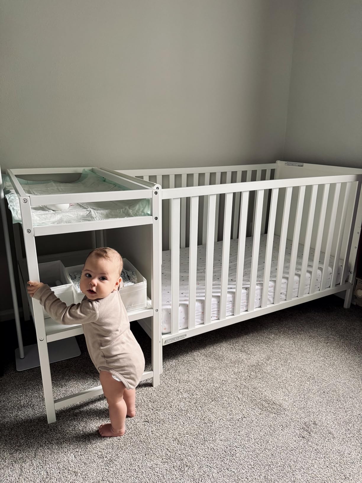 Delta Children Ruby 6-in-1 Convertible Crib & Changing Table 2-Piece Set - Greenguard Gold Certified, Bianca White customer photo 1