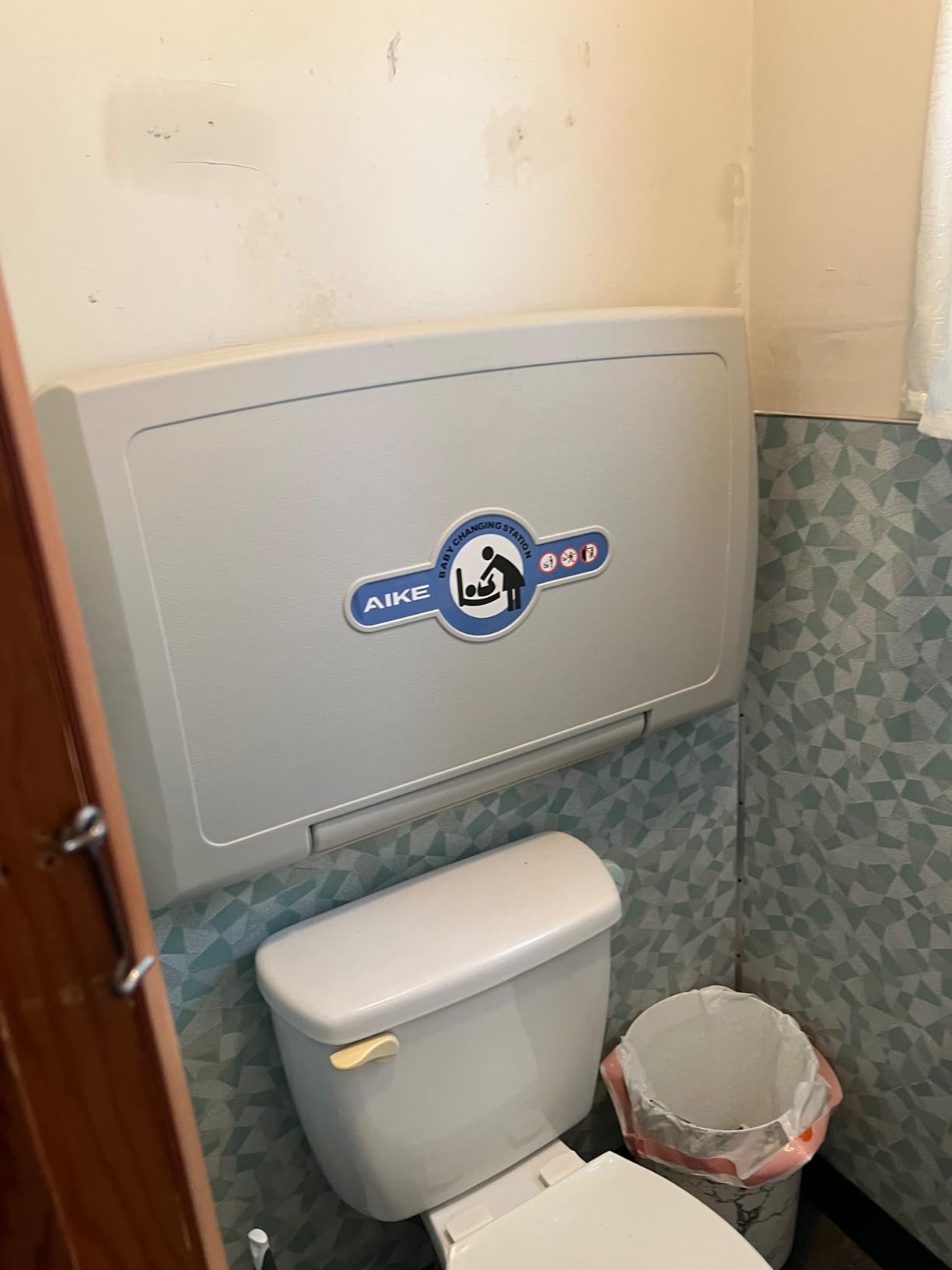 AIKE Commercial Horizontal Baby Changing Station, Wall Mounted Foldable Baby Diaper Changing Table ADA Compliant, Grayish White customer photo 2