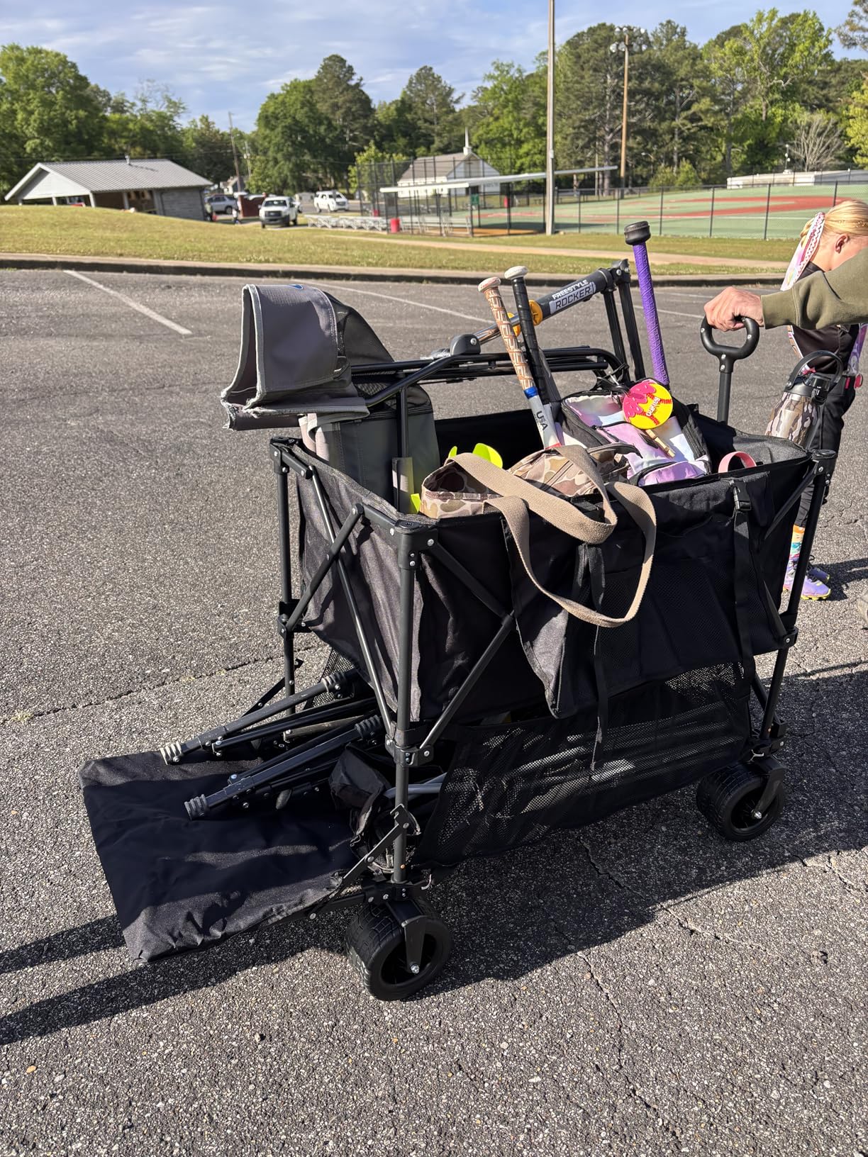 UNITON Double Decker Wagon 600lb Capacity & 400L Collapsible Sports Wagon with Big Wheels 54