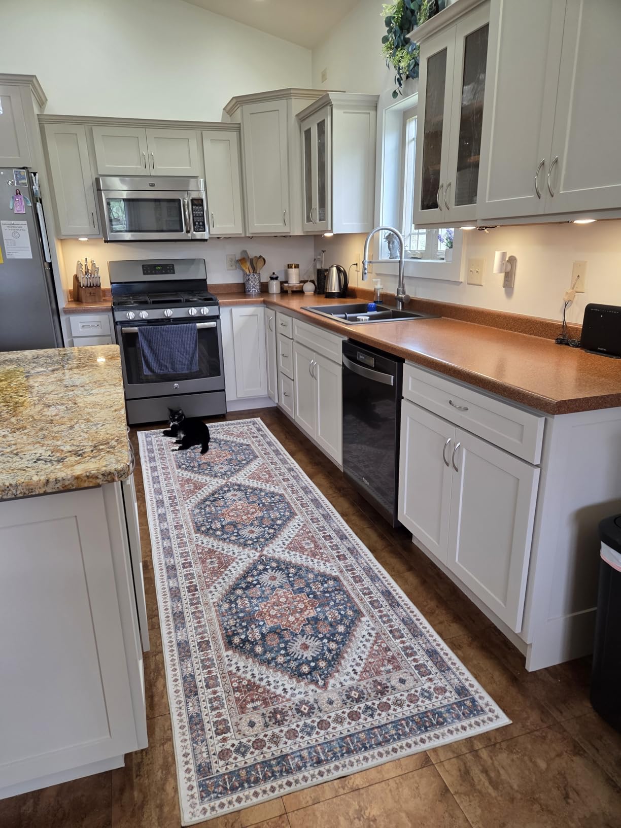 Madane Washable Rug 8x10 Area Rugs for Living Room, Ultra-Thin Non-Slip Backing Rug, Stain Resistant Vintage Large Area Rug for Bedroom (Turmeric/Grey, 8'x10') customer photo 2