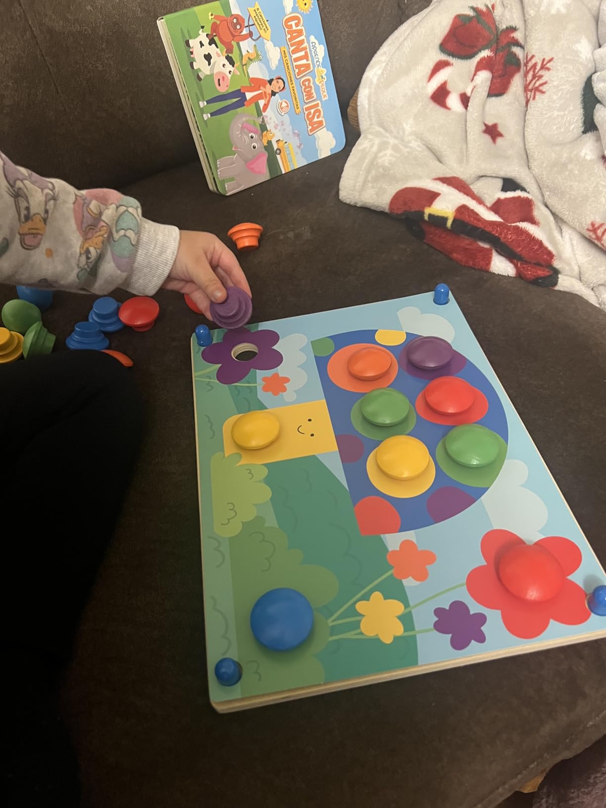 Nene Toys Wooden Color Matching Puzzle for Toddlers 2+ Years - Montessori Pegboard Button Game with Wooden Nails & Cards customer photo 1