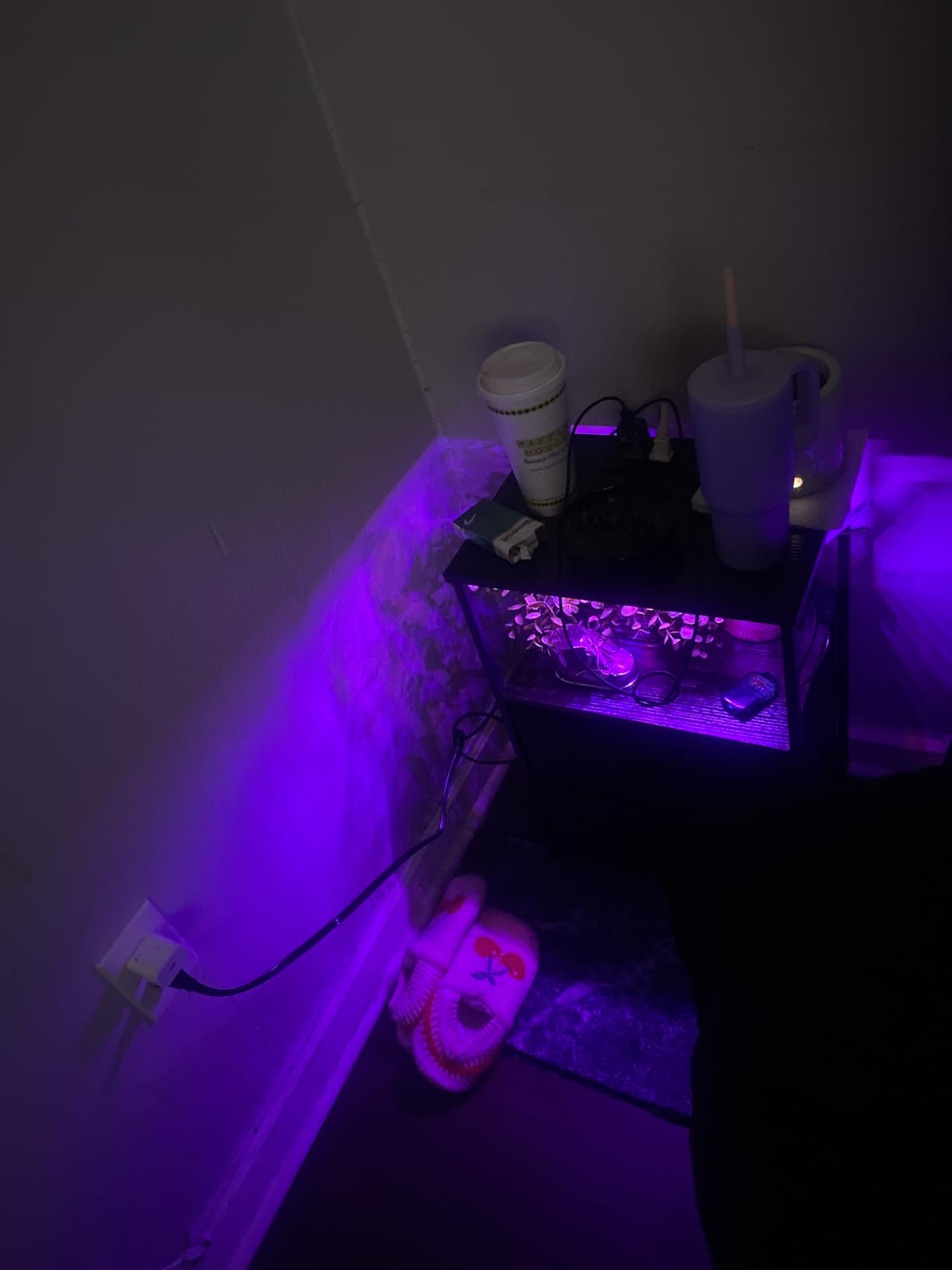 Furologee Nightstands Set of 2, End Tables Set of 2 with Charging Station and LED Lights, White Night Stands with 2 Fabric Drawers, Bedside Tables for Living Room/Bedroom customer photo 1