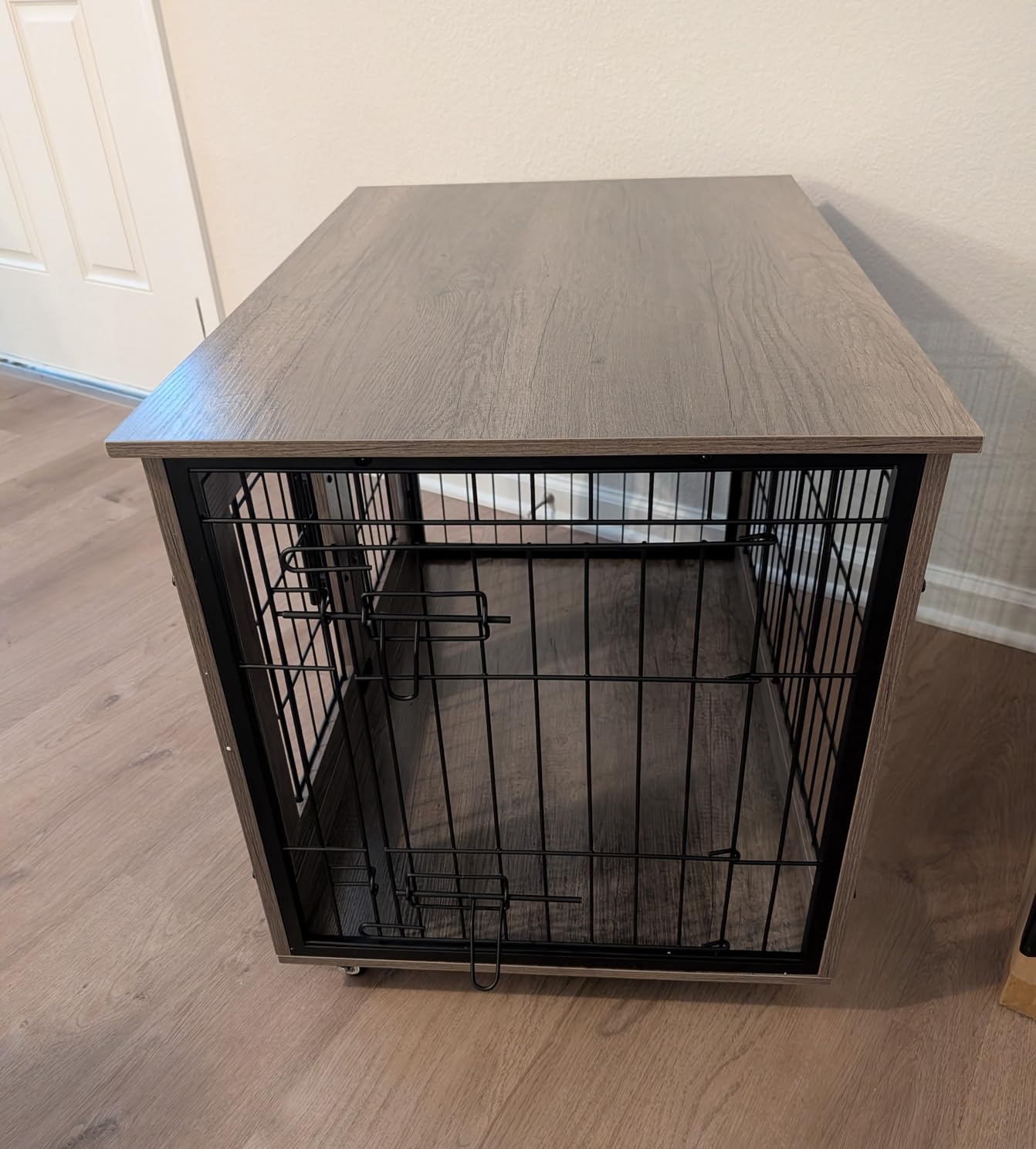 YaFiti Dog Crate Furniture, 32.5” Wooden Indoor Dog Kennel, Rustic Brown customer photo 2