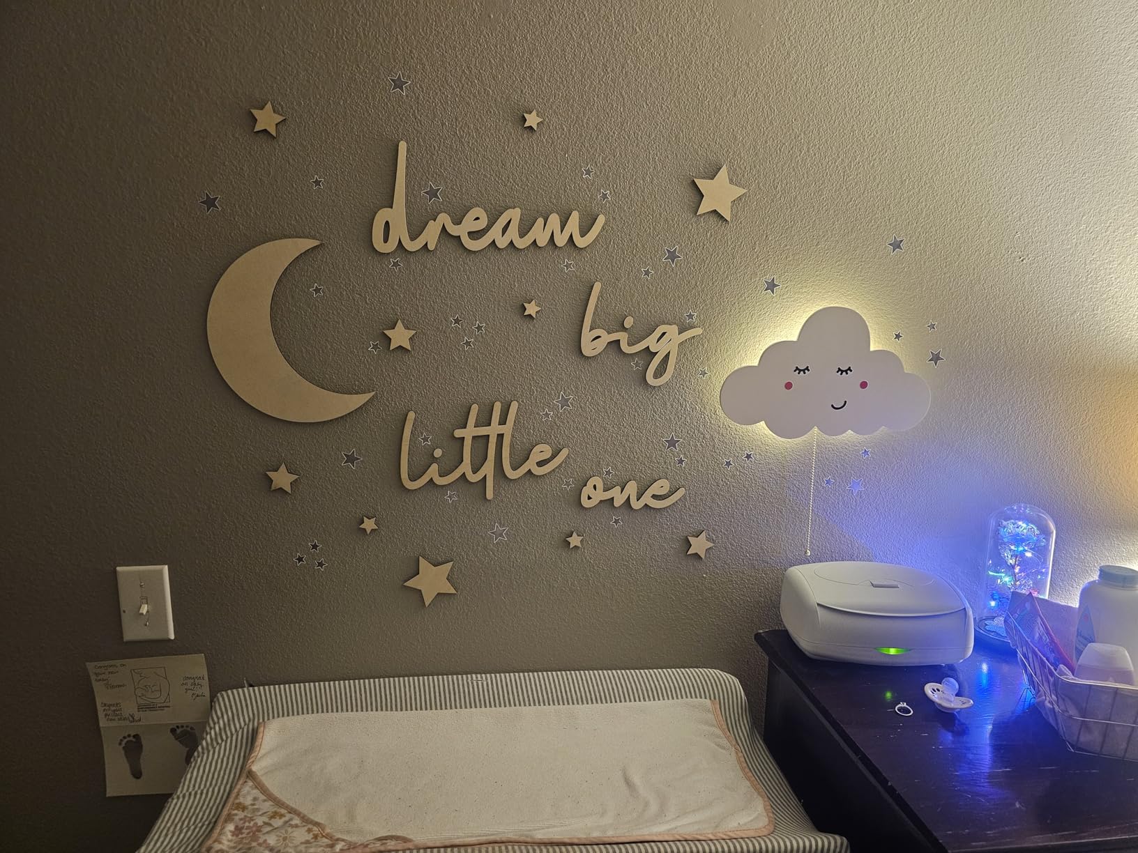 Briwooody 15 Pcs Moon and Stars Nursery Decor Dream Big Little One Wall Decor Boho Neutral Babyroom Wall Art Nursery Sign for Boys Girls Bedroom Home Farmhouse Living Playroom(Wood Color) customer photo 1
