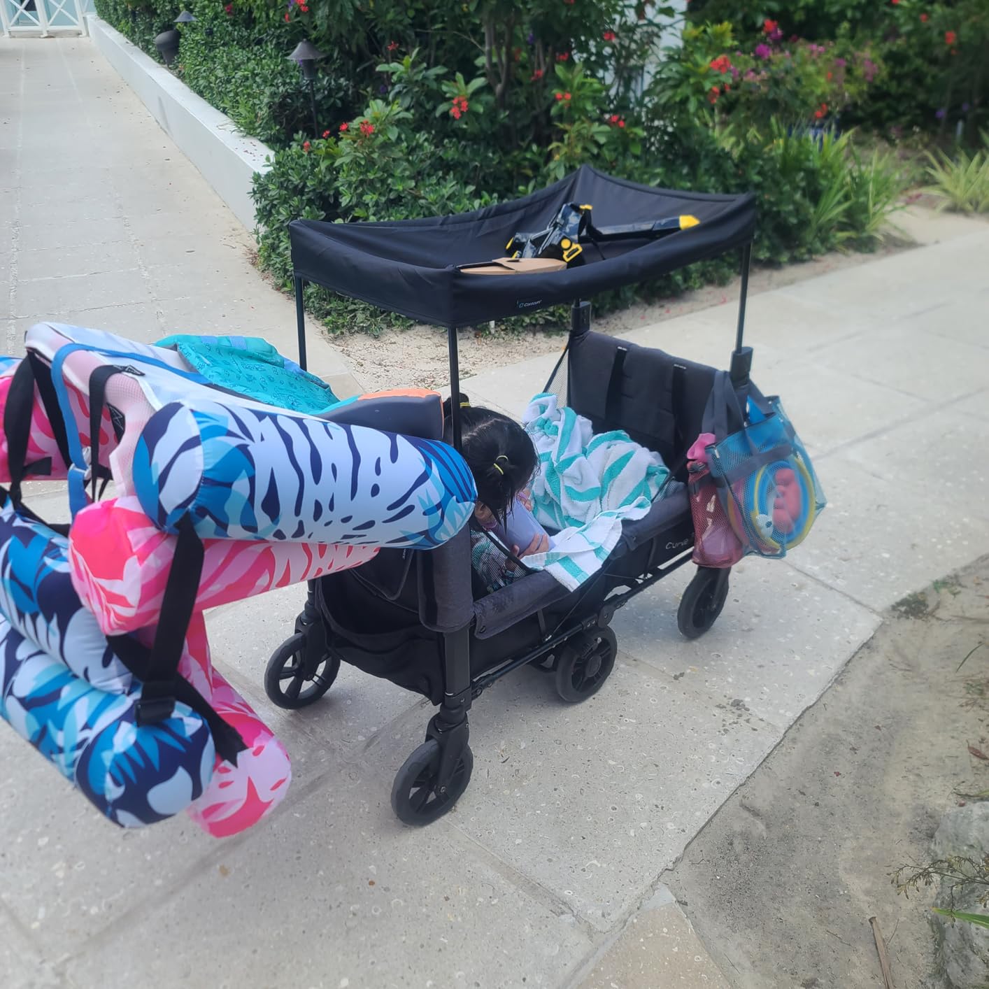 Contours Curve 360 Lightweight Double Baby Stroller Wagon for 2 Kids, Fits Infant Car Seats, Ultra Maneuverable, Easy in and Out for Toddlers with Deep Footwell, Storage Pockets and Adjustable Handle customer photo 1