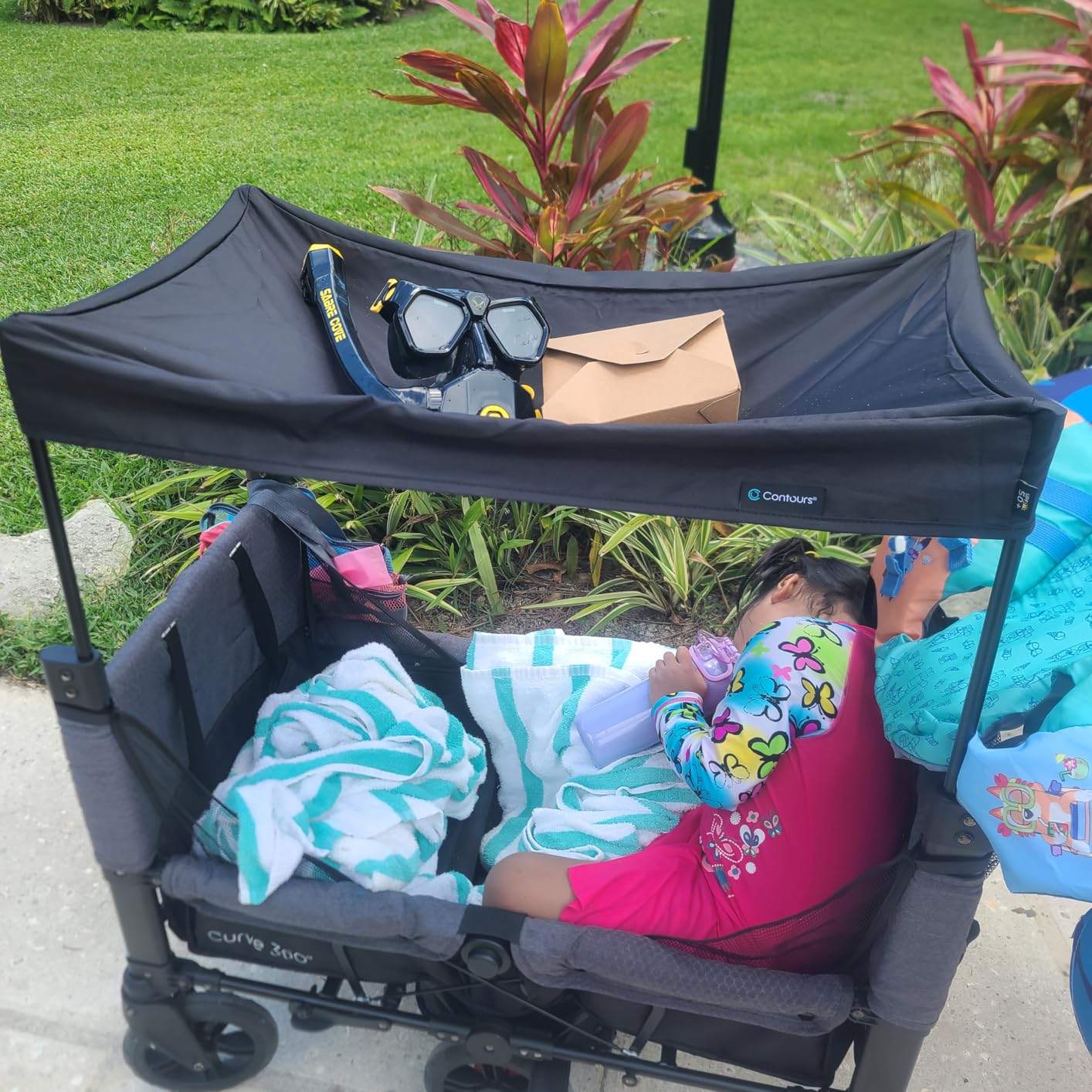 Contours Curve 360 Lightweight Double Baby Stroller Wagon for 2 Kids, Fits Infant Car Seats, Ultra Maneuverable, Easy in and Out for Toddlers with Deep Footwell, Storage Pockets and Adjustable Handle customer photo 2