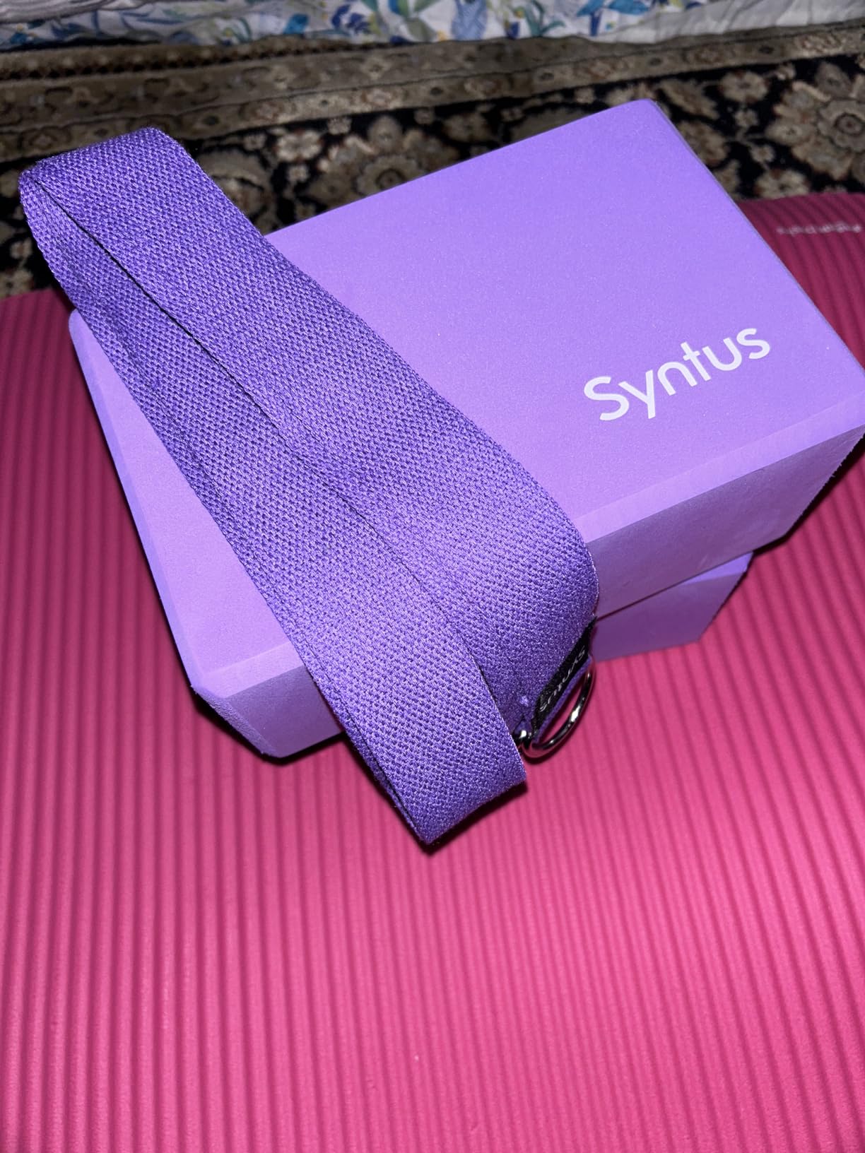Syntus Yoga Block and Yoga Strap Set, 2 Soft Non-Slip Yoga Blocks 9×6×4 inches, 8FT Metal D-Ring Strap for Yoga, General Fitness, Pilates, Stretching and Toning customer photo 2