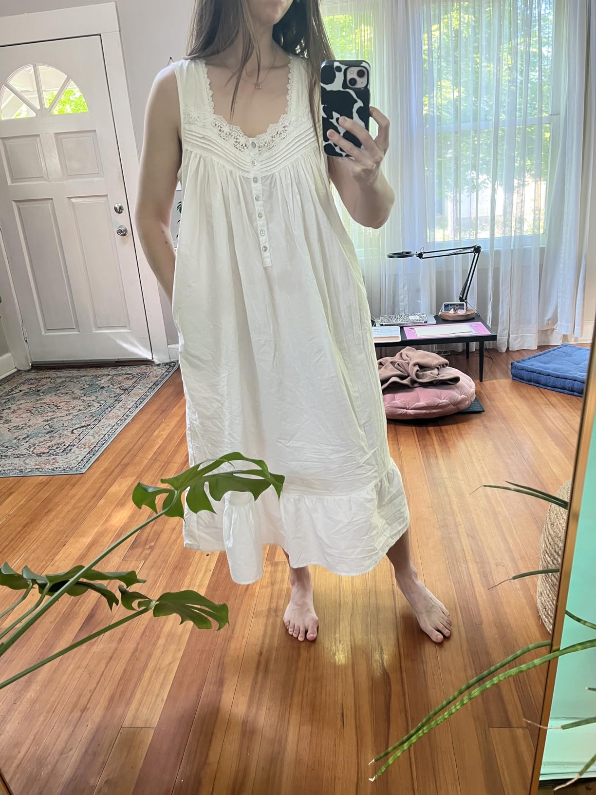 AVIIER 100% Cotton Nightgowns for Women Sleeveless Sleep Dress Ladies Gowns Sleepwear with Pockets customer photo 1