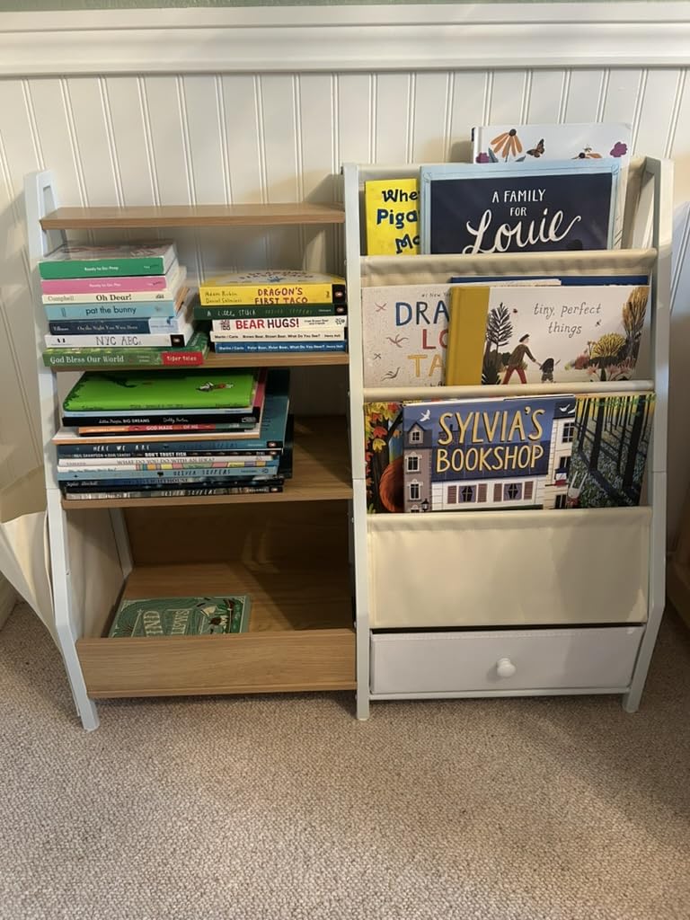 HAVLOTII Kids Bookshelf and Toy Storage - Book Shelf for Kids Rooms, Toddler Bookshelf Baby Bookcase for Nursery, Montessori Toy Organizer, White customer photo 2