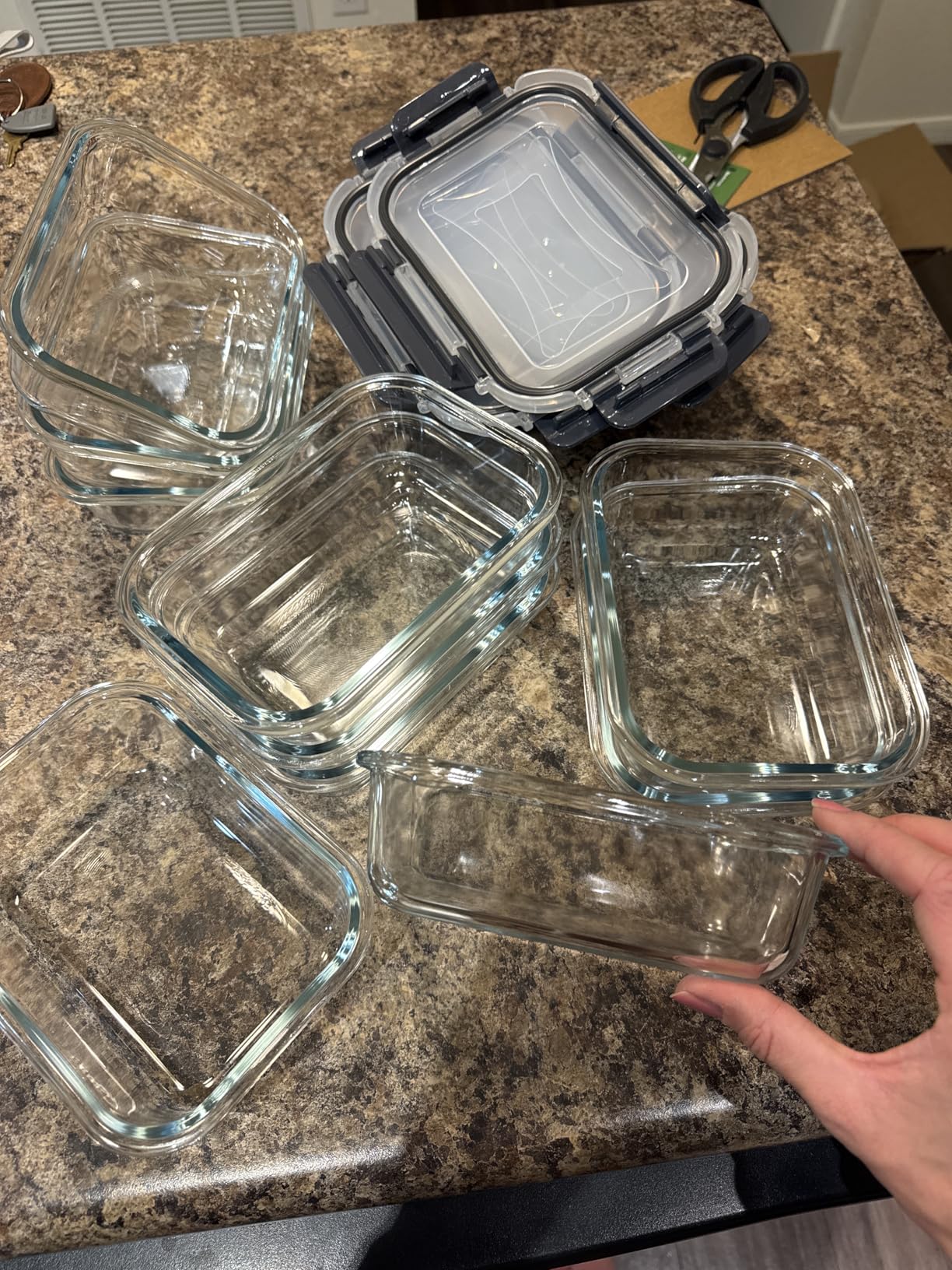 Skroam 10 Pack Glass Meal Prep Containers, 22 OZ Glass Airtight Food Storage Containers with Lids, Pantry Kitchen Storage Containers for Lunch, Food Storage, Meal Prep, Lunch Bento Boxes customer photo 1