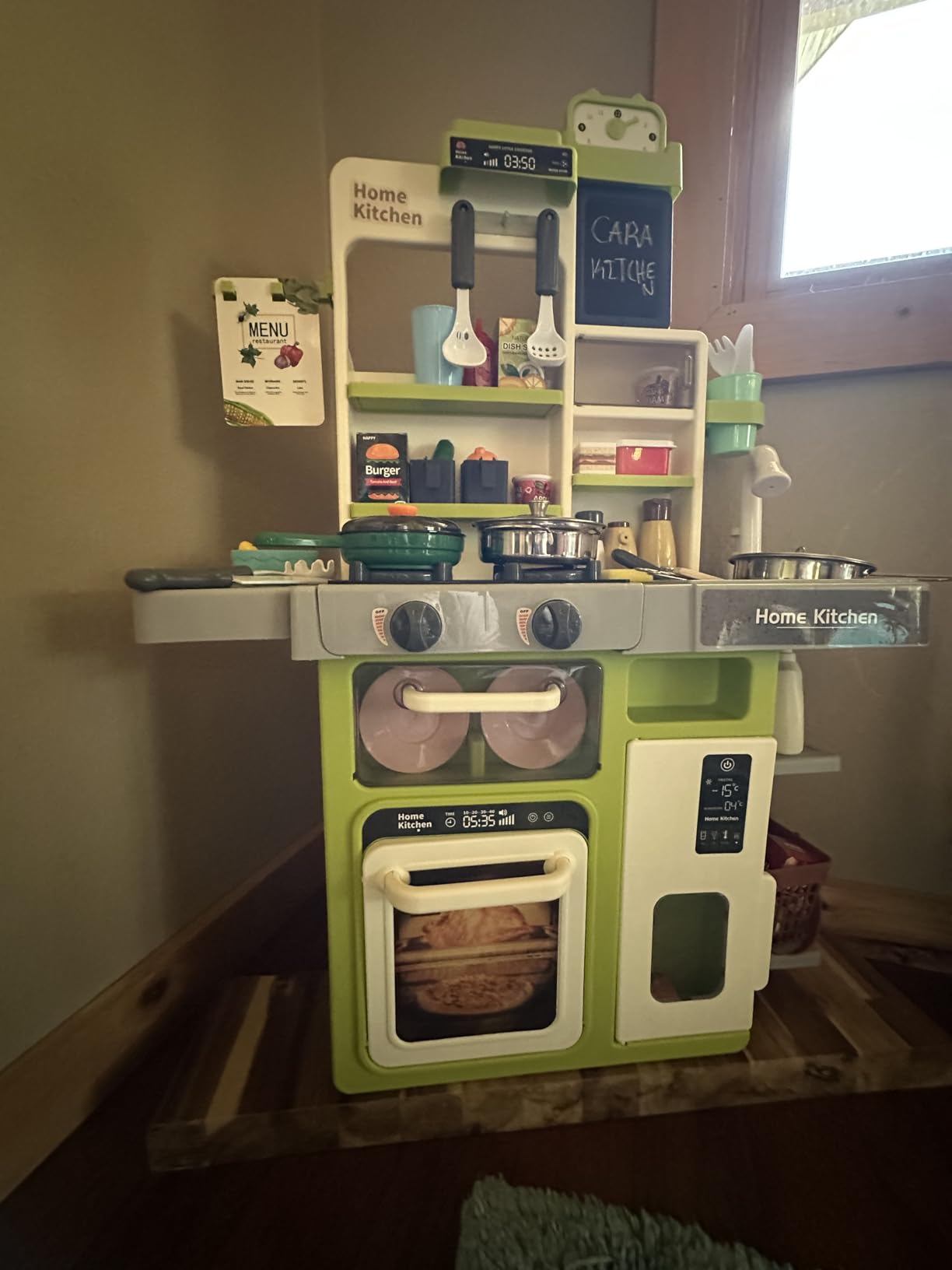 Kids Play Kitchen Set, Toddler Kitchen Playset with Sound & Light, Cooking Stove with Steam, Play Sink, Play Food Toy and Kitchen Accessories, Kitchen Toy for Kids Girls Boys (31.5 * 22 * 8.6in) customer photo 1