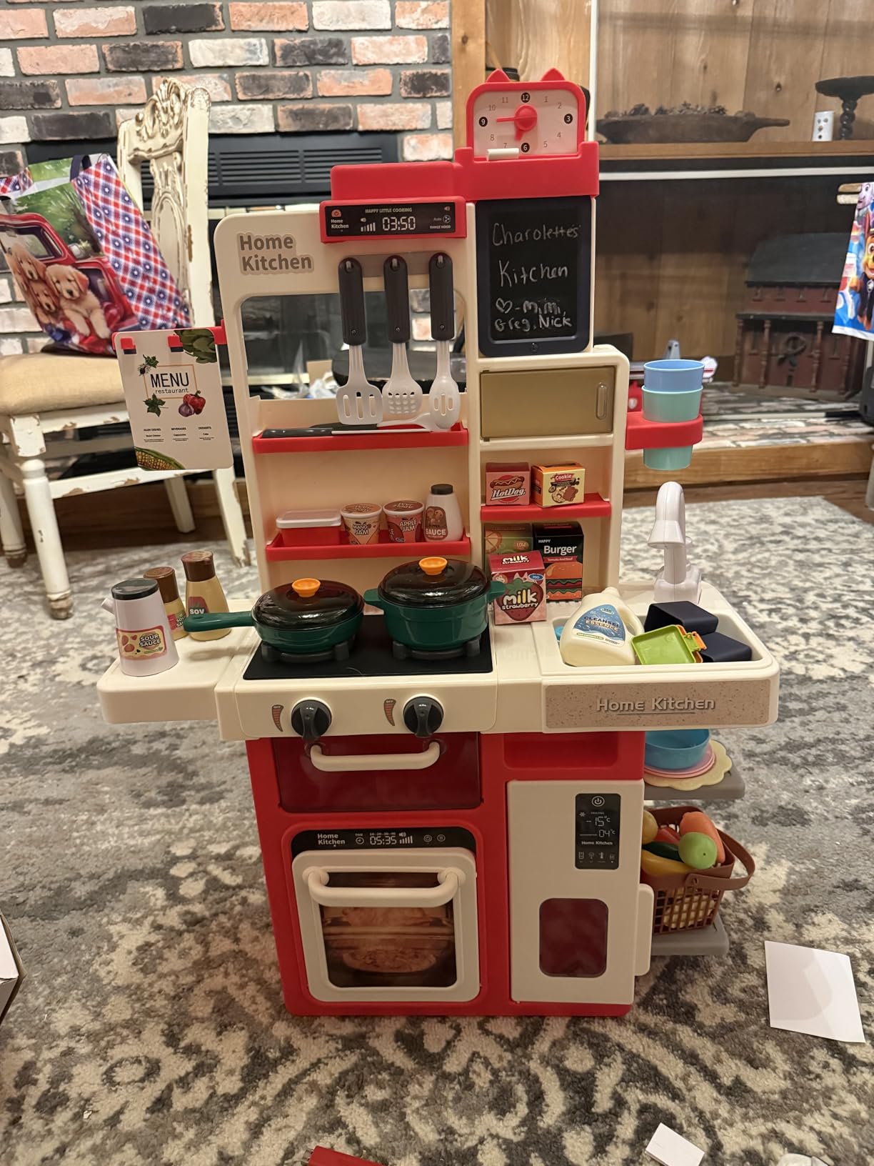 Kids Play Kitchen Set, Toddler Kitchen Playset with Sound & Light, Cooking Stove with Steam, Play Sink, Play Food Toy and Kitchen Accessories, Kitchen Toy for Kids Girls Boys (31.5 * 22 * 8.6in) customer photo 2