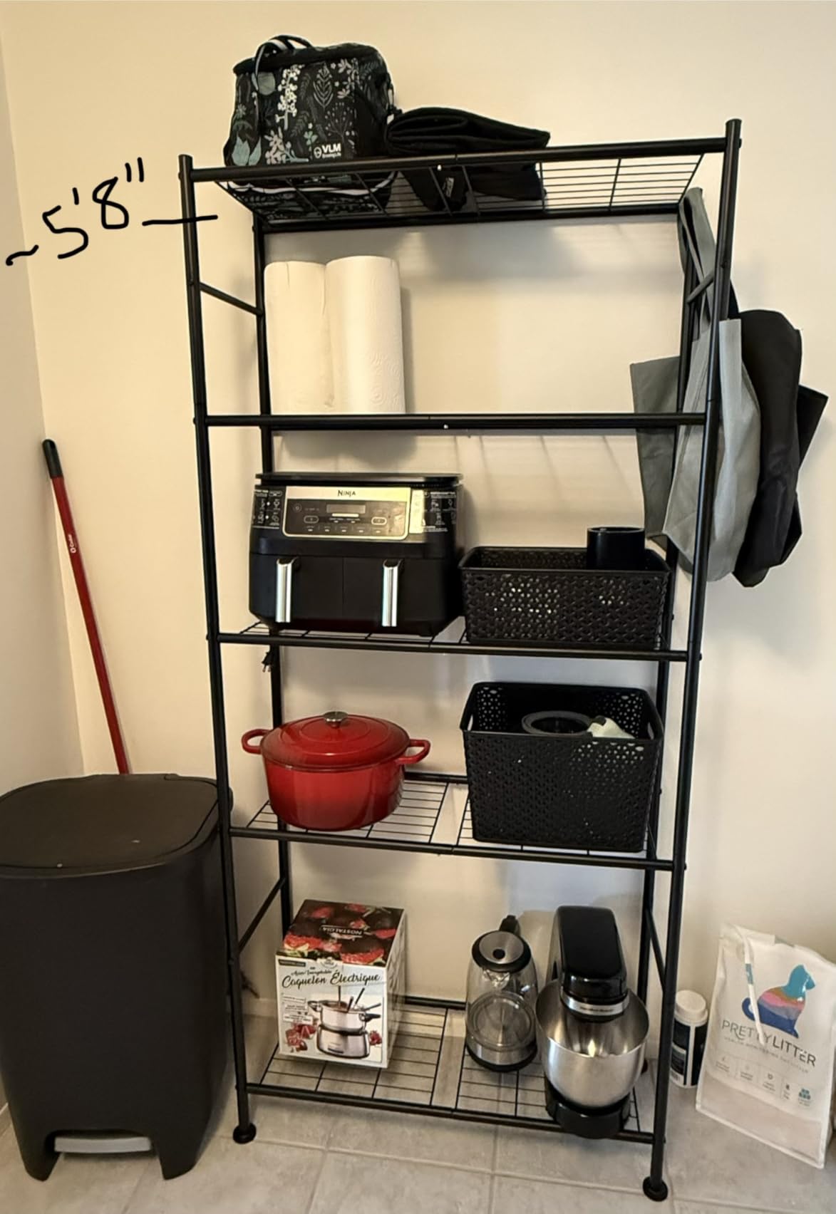 Sakugi Storage Shelves - 5 Tier Shelf Organizer, Heavy Duty Garage Shelving Unit with Leveling Feet, Stable Metal Shelves Organizer for Pantry, Kitchen and Closet, 33.0
