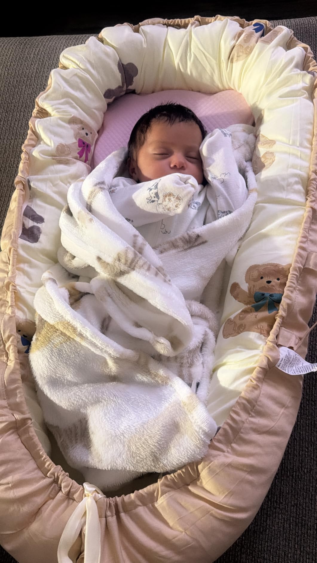 Baby Lounger for Newborn 0-24 Months, Baby Pillow & Baby Nest Lounger, Organic Cotton Breathable Infant Pillow, Portable Baby Nest for Home & Travel (Ivory) customer photo 2