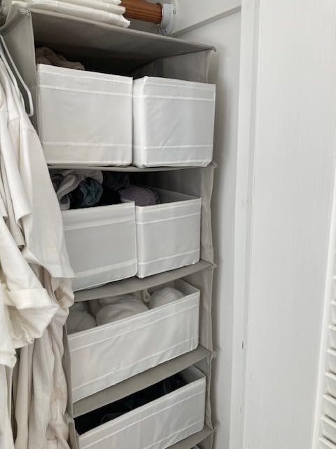Vailando 6-Shelf Hanging Closet Organizer with 3 Drawers, 2 Separable 3-Shelf Closet Organizers and Storage for Wardrobe Organization, Hanging Dresser for Nursury & Dorm Clothes Organizer, Beige customer photo 2