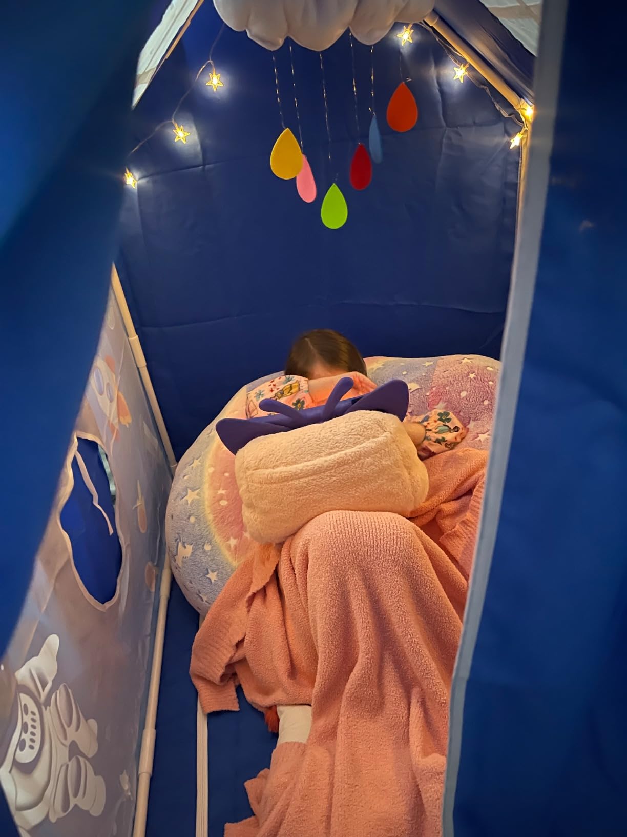 COMAX Bean Bag Chair for Kids, Toddler Beanbag Bed Unicorn, Convertible Children Bean Chair to Floor Mattress with Filler, Stuffed Child Bean Bags for Girl Boy Sleeping, Colorful Rainbow customer photo 1
