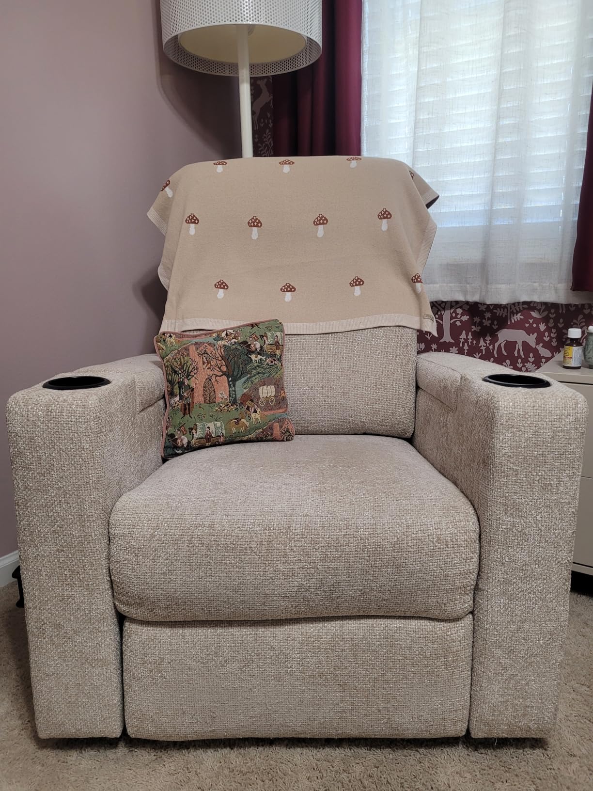 ABCASA Power Recliner Rocking Chair Nursery Glider, Swivel Reclining Nursery Rockers for Baby Room & Living Room, Chenille Chair with Phone Holder, USB/Type-C Ports, Arm Storage, Light Brown customer photo 2