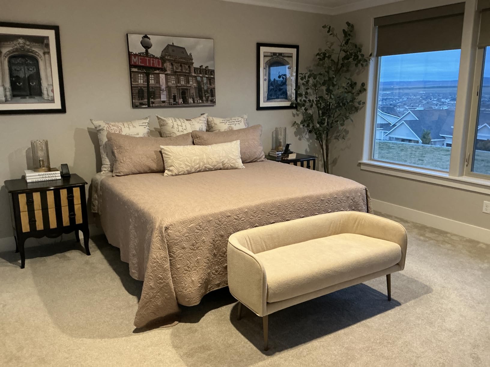 Bedroom Bench with Low Back, Inside Metal Frame, Extra Seat for Living Room, Entryway or Dining Bench (Yellow) customer photo 2
