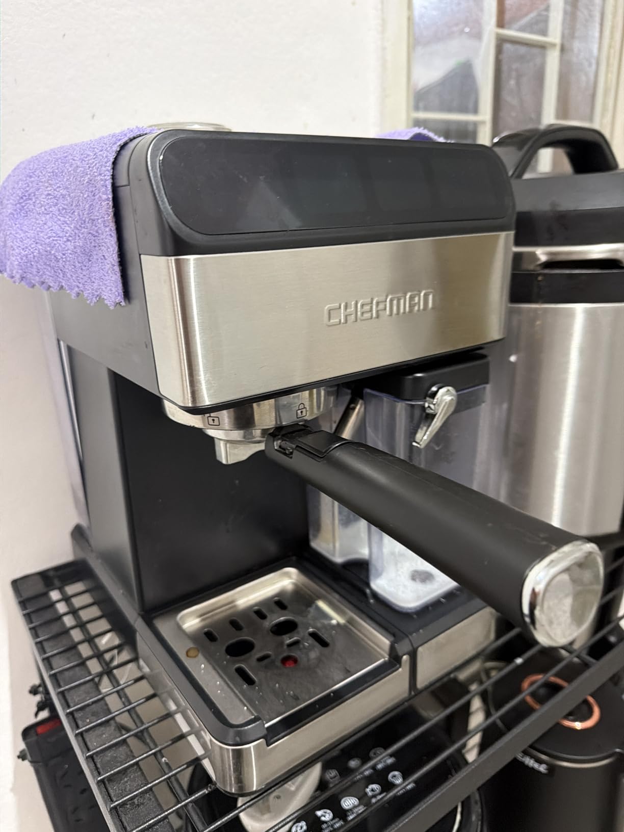 Chefman CaféMaster Pro Espresso Machine, Brew Single or Double Shots, Coffee Maker with Built-In Milk Frother for Cappuccino & Latte, XL 1.8 Liter Removable Water Reservoir - Stainless Steel customer photo 2