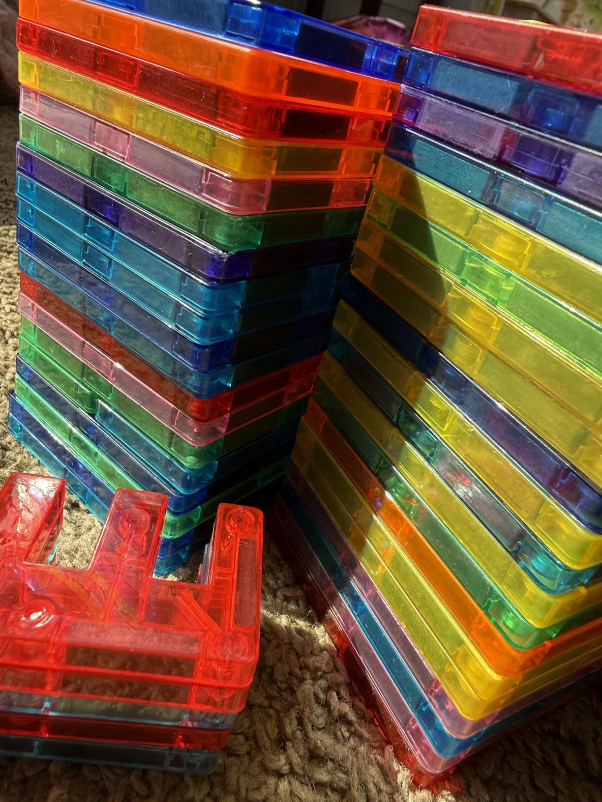 Paaxido Magnetic Tiles, 100PCS Magnetic Blocks Set, 4D Diamond Magnet Building Blocks, STEM Preschool Educational Magnet Toys Gift for Kids, Boys and Girls 3 4 5 6 7 8+ Year Old customer photo 1