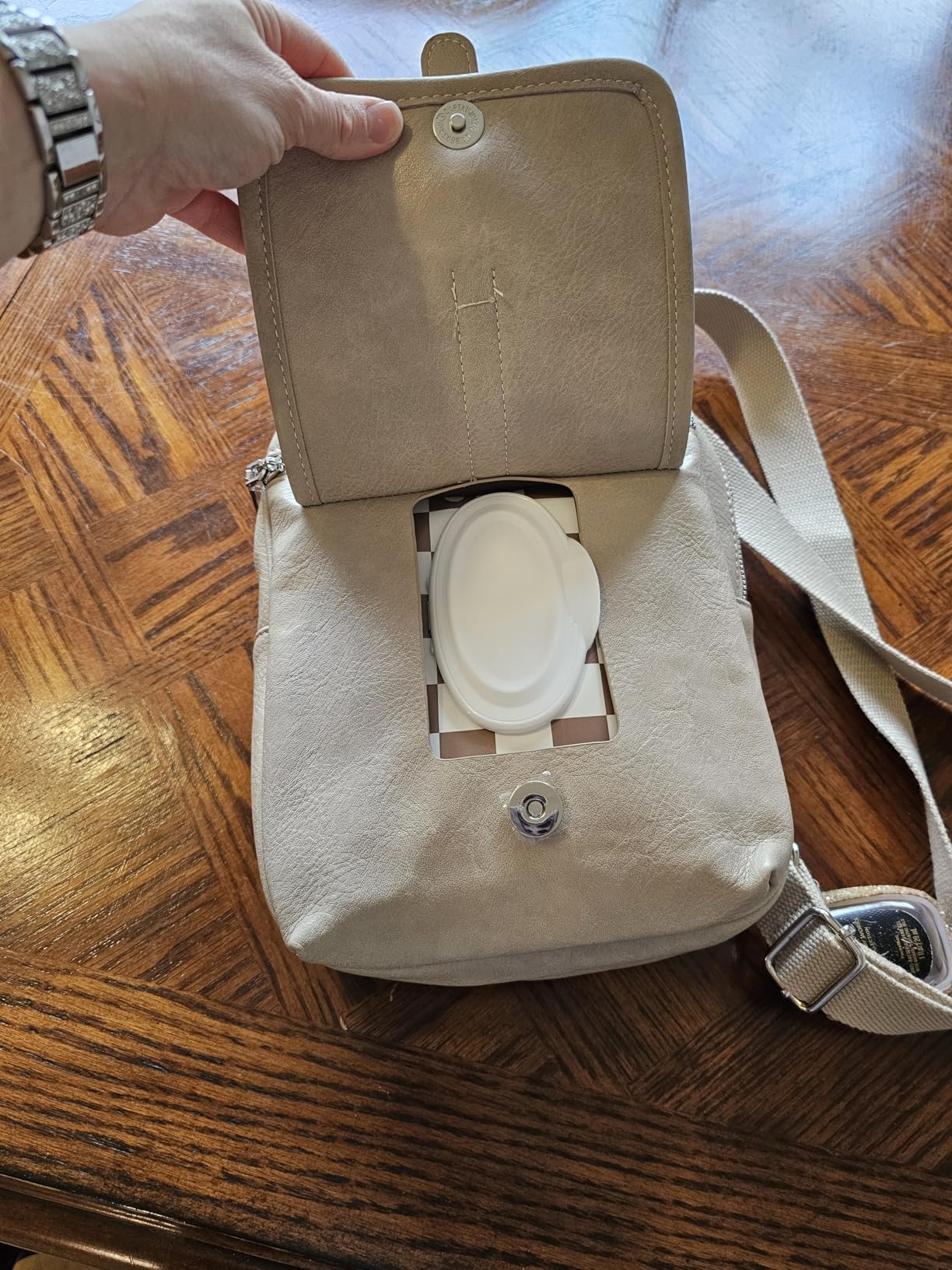 MYHOZEE Small Diaper Bag Crossbody Sling Purse for Women - 2 in 1 Leather Backpack customer photo 1