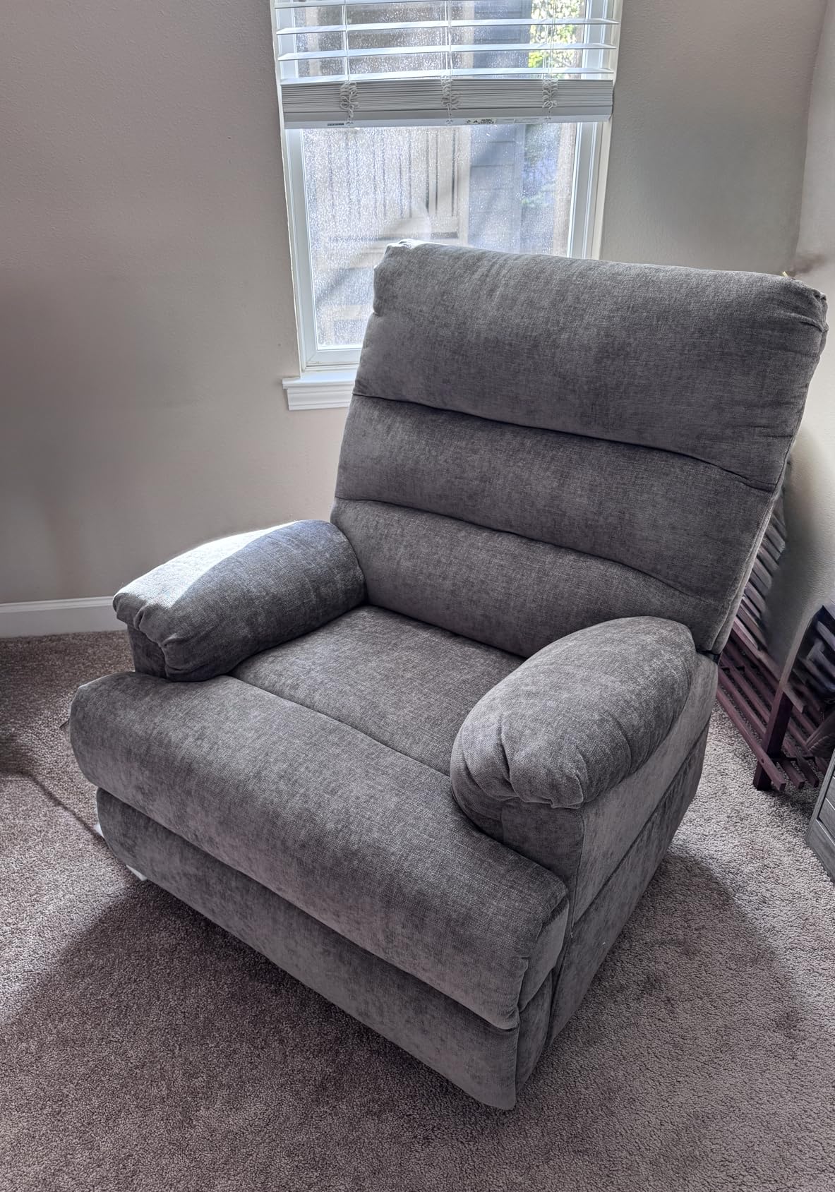 Large Glider Rocker Recliner, Beige Swivel Rocking Recliner Chair, Reclining Sofa Rocking Chair Nursery, 23 Inches Deep Seat & 27 inches High Back, for Living Room, Bed Room (Beige) customer photo 2