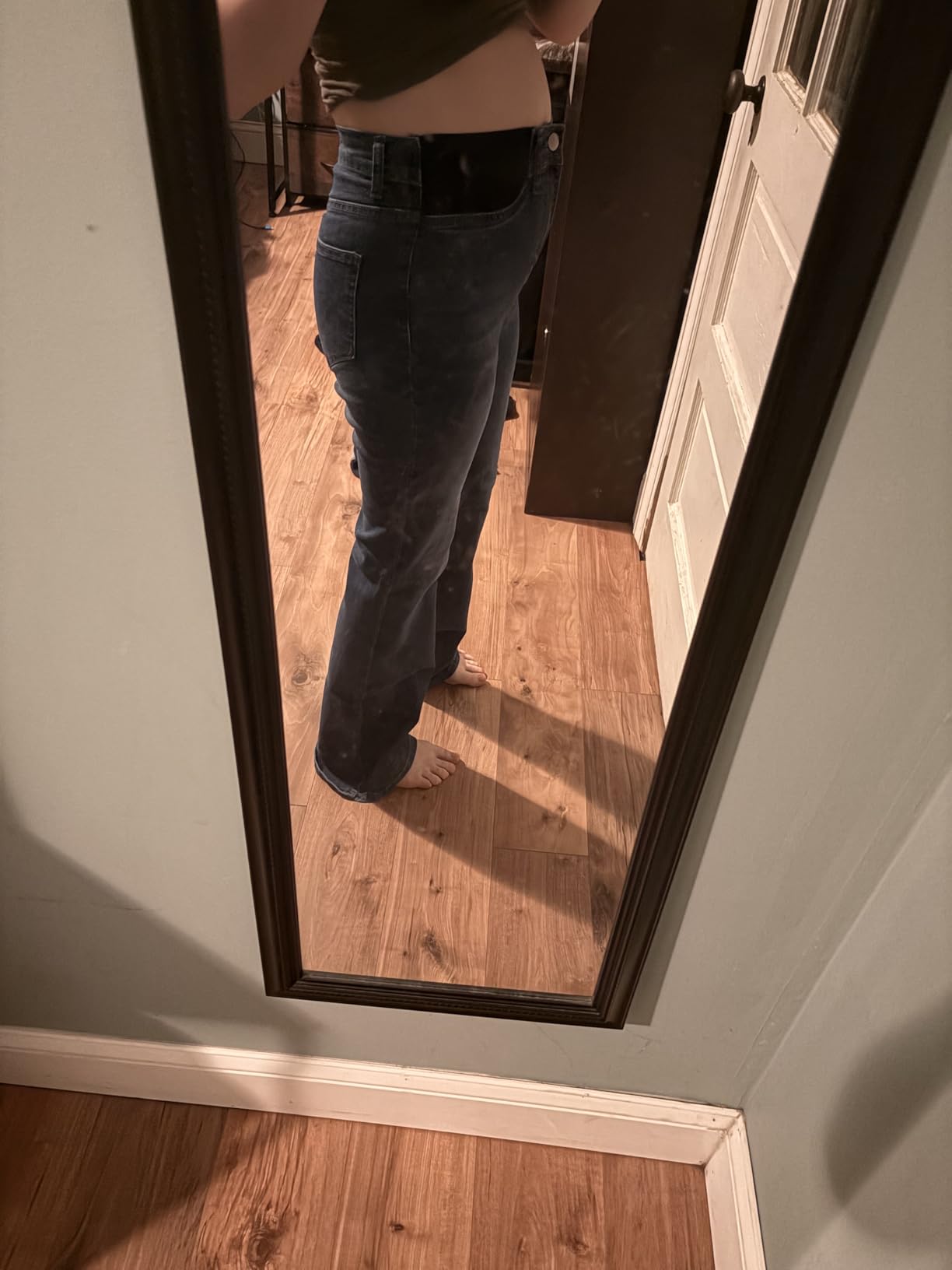 PACBREEZE Women's Maternity Flare Jeans Mid-Rise Stretchy Bell Bootcut Jeans Denim Pregnancy Pants, S-XXL customer photo 1