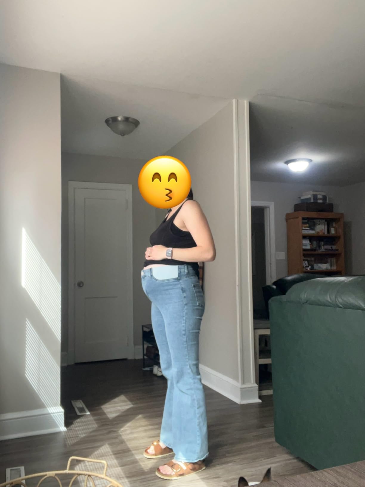 PACBREEZE Women's Maternity Flare Jeans Mid-Rise Stretchy Bell Bootcut Jeans Denim Pregnancy Pants, S-XXL customer photo 2