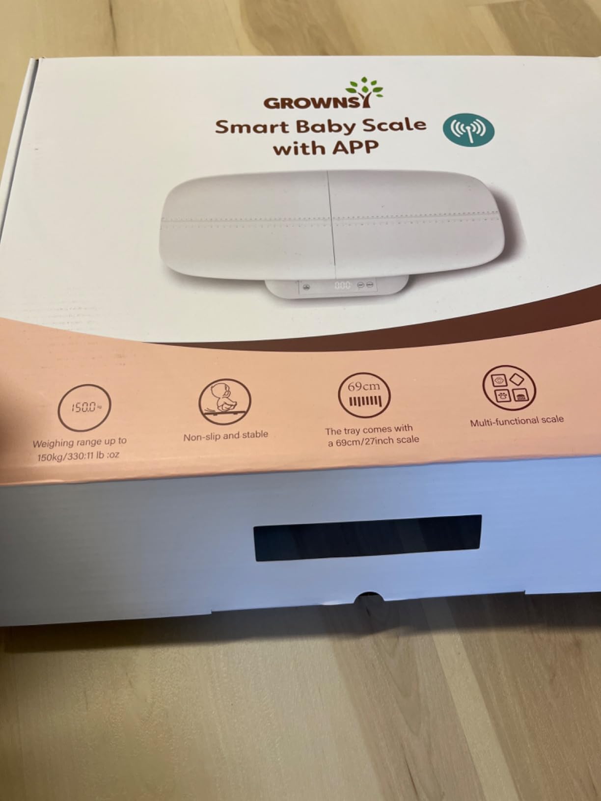 GROWNSY Smart Baby/Pet Scale,Digital Baby Weight Scale with App for Tracking Growth of Infant, Toddler,Puppy,and Cat-Supports Up to 330 lbs, with Hold Function, 27-inch Height Measurement,5 Units customer photo 1