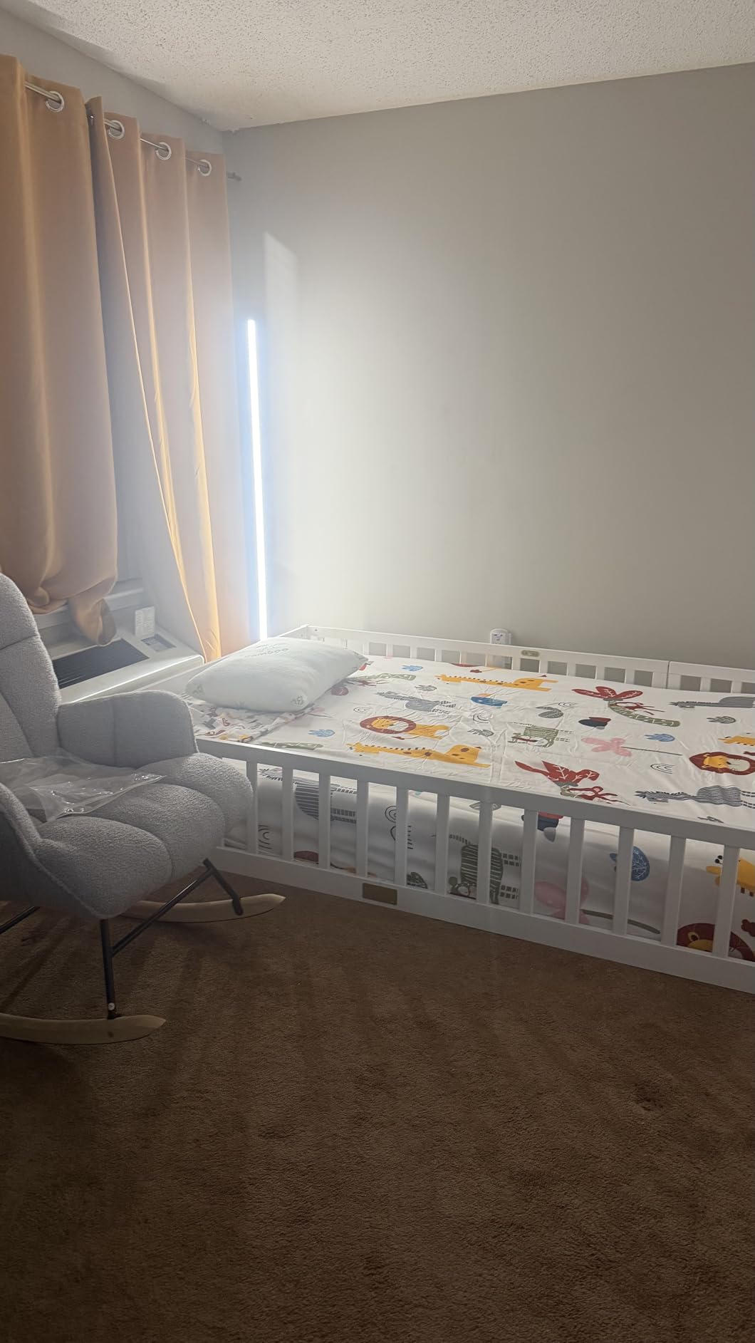 KOMFOTT Twin Size Floor House Bed, Wooden Montessori Bed with Roof & Full-Length Safety Guardrail, Floor Playhouse Bed Frame for Kids, Girls, Boys (White) customer photo 2