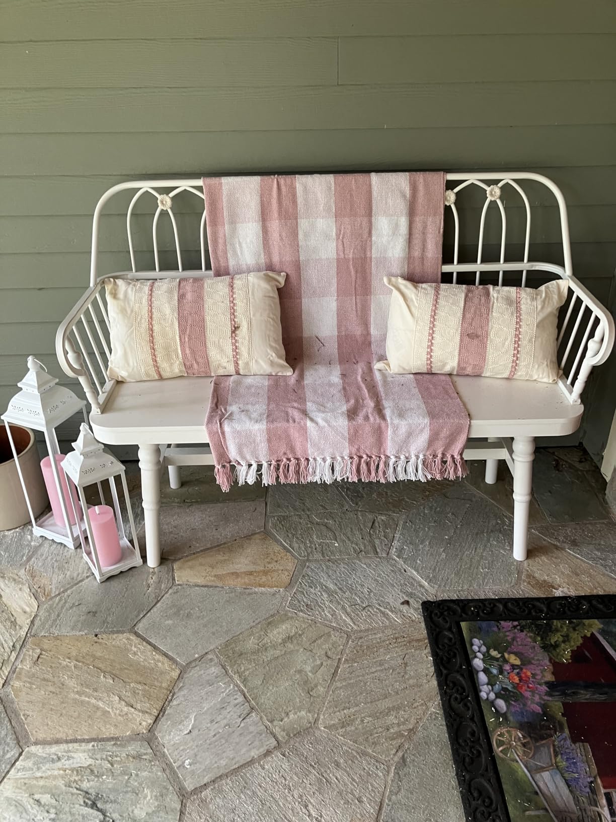 DIBRATY Entryway Bench, Spindle Back Wooden Dining Bench, Farmhouse Foyer Bench for Entryway, Living Room, Dining Room, Mudroom customer photo 1