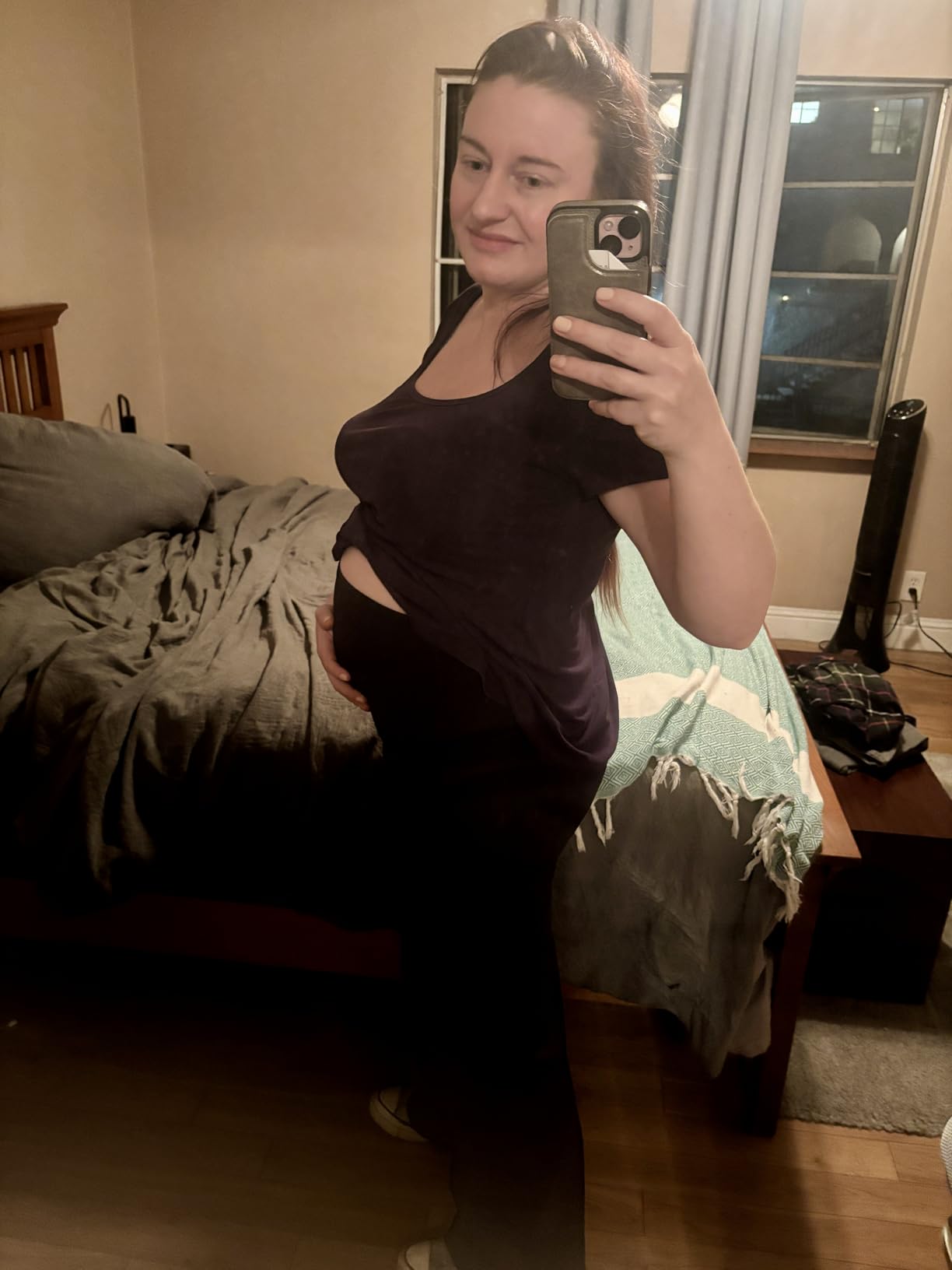 G4Free EverGoing Maternity Pants Over the Belly Yoga Dress Work Stretchy Lounge Pregnancy Wide Leg Trousers with Pockets customer photo 1
