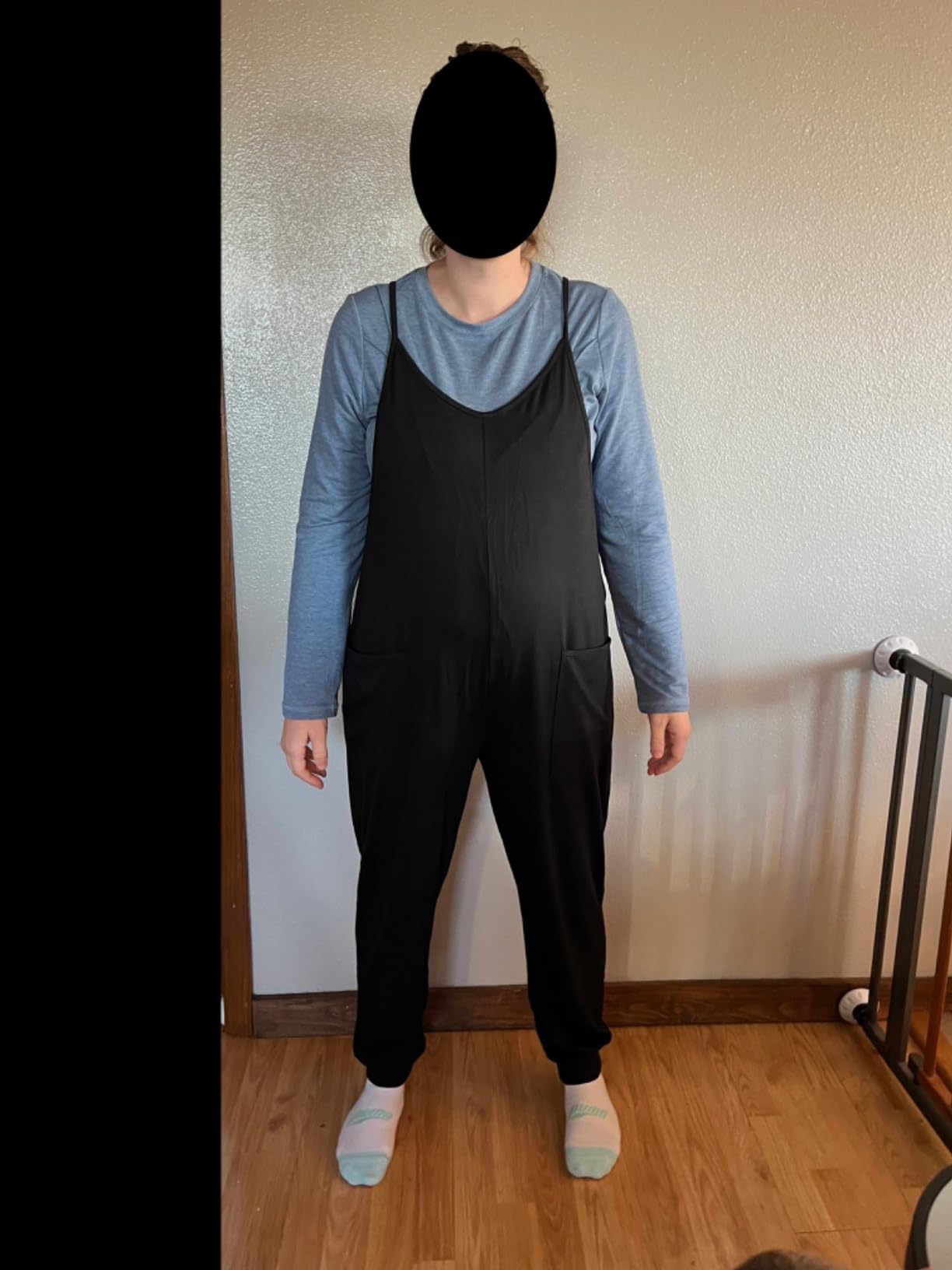 Women's Maternity Jumpsuits Loose Adjustable Spaghetti Strap Jogger Overalls Outfits Pregnancy Romper with Pockets customer photo 1