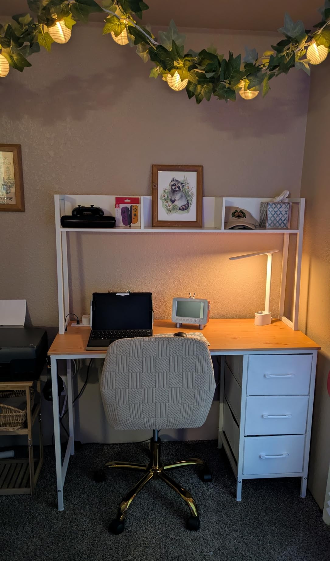 DLisiting White Computer Desk with Hutch & Drawers - 47 Inch Modern Study Writing Office Desk with 3 Storage Drawers and Power Outlets for Bedroom Home Office customer photo 1