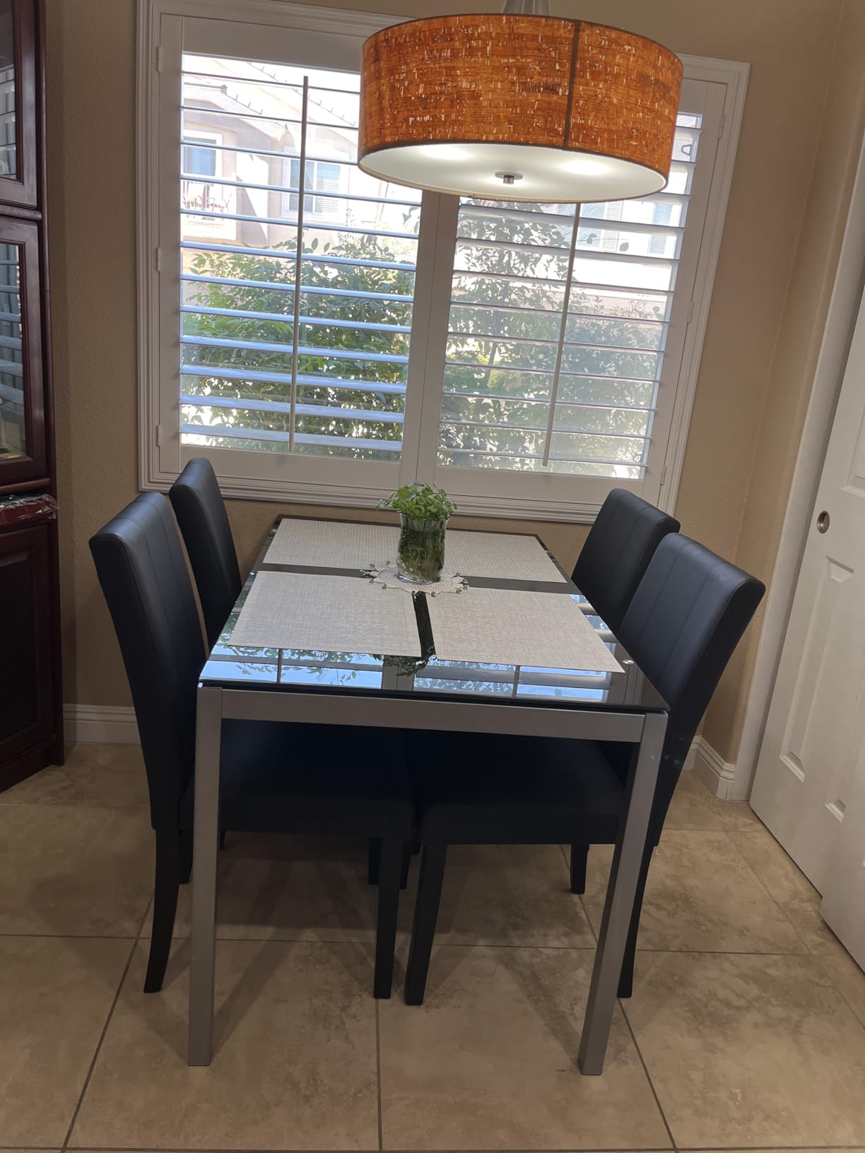 CHUN YI Dining Chairs Set of 4, Faux Leather Dining Room Chairs, High Back Upholstered Parsons Chairs for Dining Room Kitchen Side Chair with Sturdy Wood Legs, Brown customer photo 1