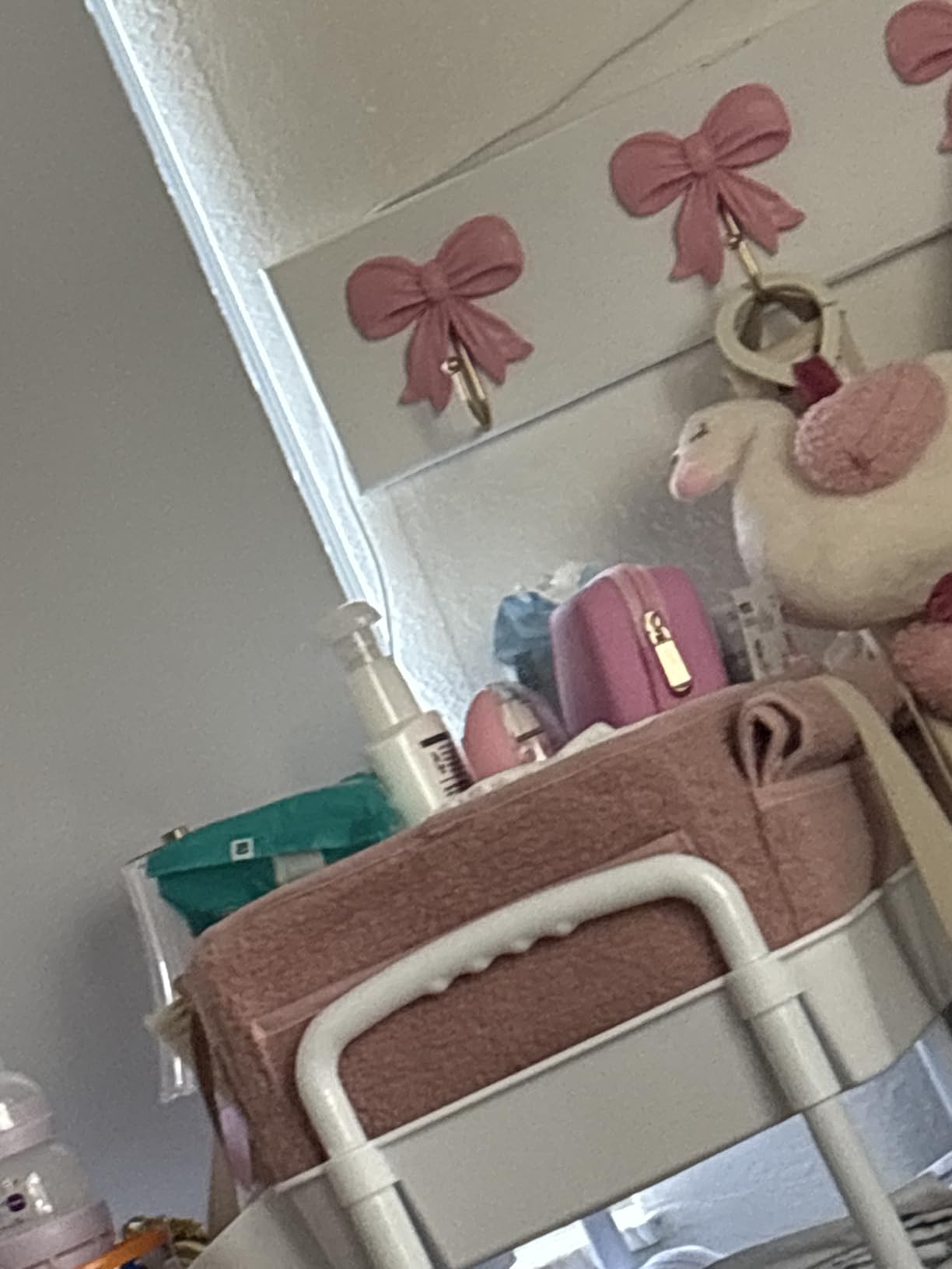 Baby Diaper Caddy Organizer with Portable Changing Mat - Teddy Fleece Diaper Organizer for Changing Table - Basket for Changing Essentials - Baby Essentials Organizer with Removable Dividers customer photo 2