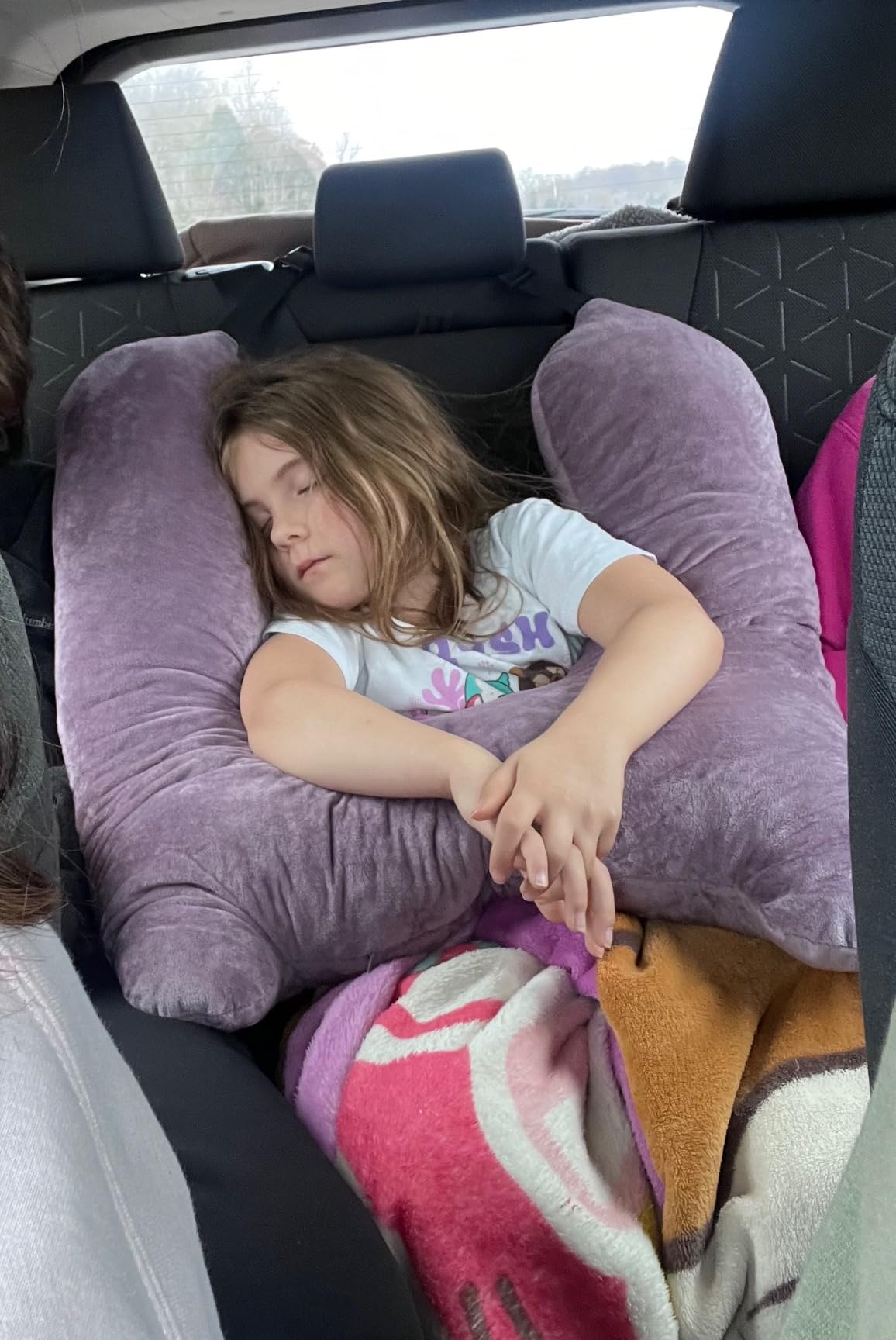 1 MIDDLE ONE Car Pillow for Kids, Memory Foam Travel Pillow for Car and Adults, Kid Travel Pillow for Sleeping on Road Trip, Small Body Pillow for Kids (Grey) customer photo 2