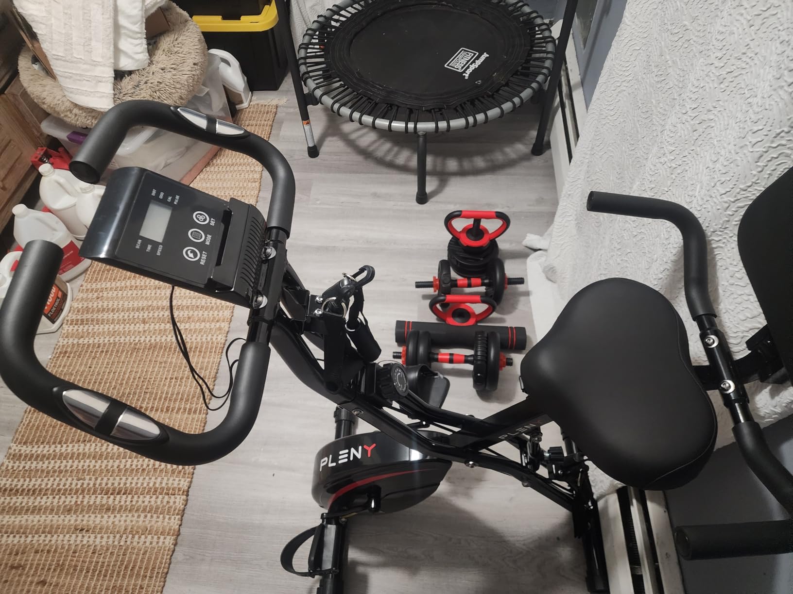 Pleny Folding Exercise Bike, 5 IN 1 Stationary Bikes for Home 6.6 LBS Flywheel, 330LB Weight Capacity Back Support Cushion Indoor Workout Cycling Bike for Home Gym customer photo 2