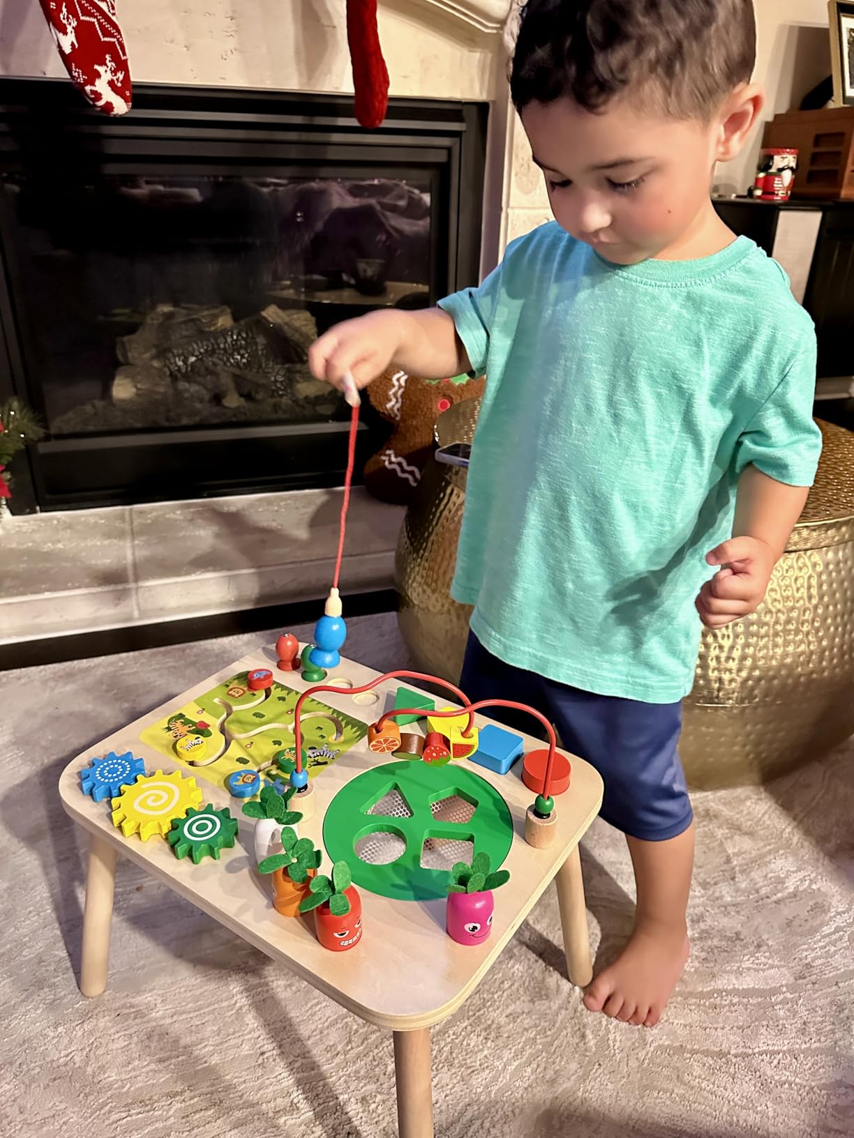 Activity Table, Montessori Toys for 1 2 Year Old Girls Boy Gifts, 7 in 1 Wooden Sensory Play Table for Toddler 1 2 3, Learning Toys for Baby 12-18 Months 1st Christmas Birthday Gifts customer photo 2
